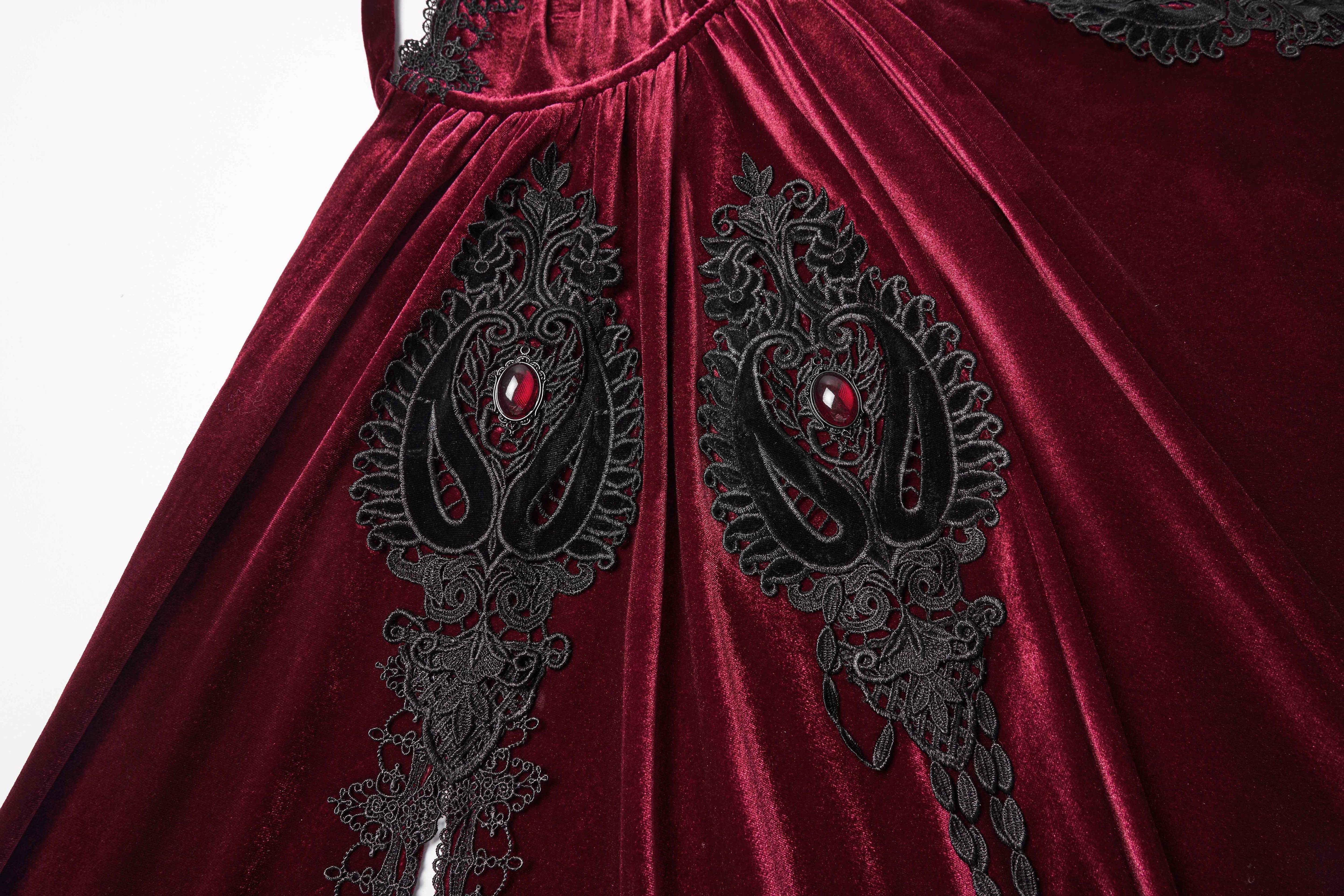 Punk Rave Seraphiel Gothic Velvet Cloak – Blood Red