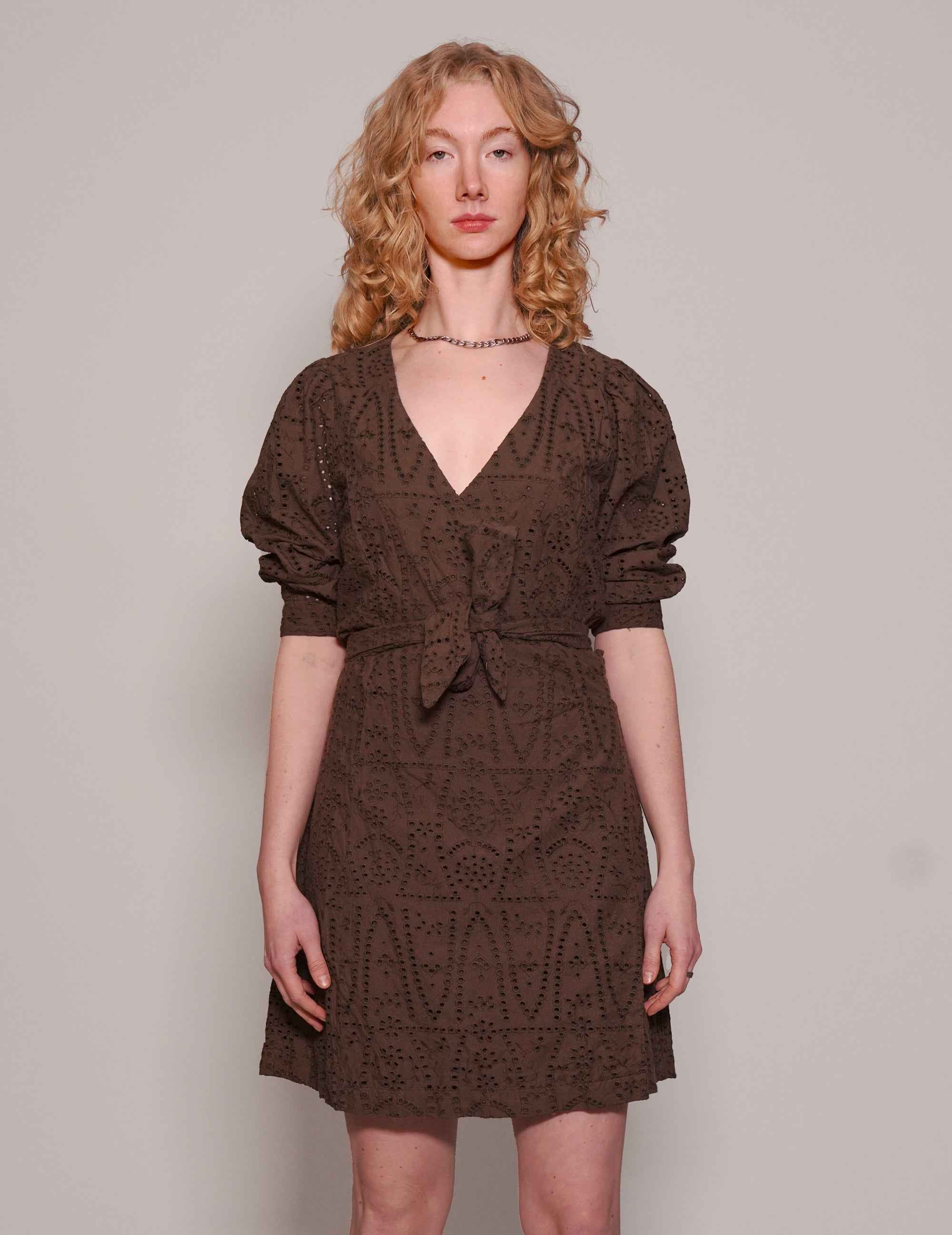2NDAY Embroidered Brown Long Dress