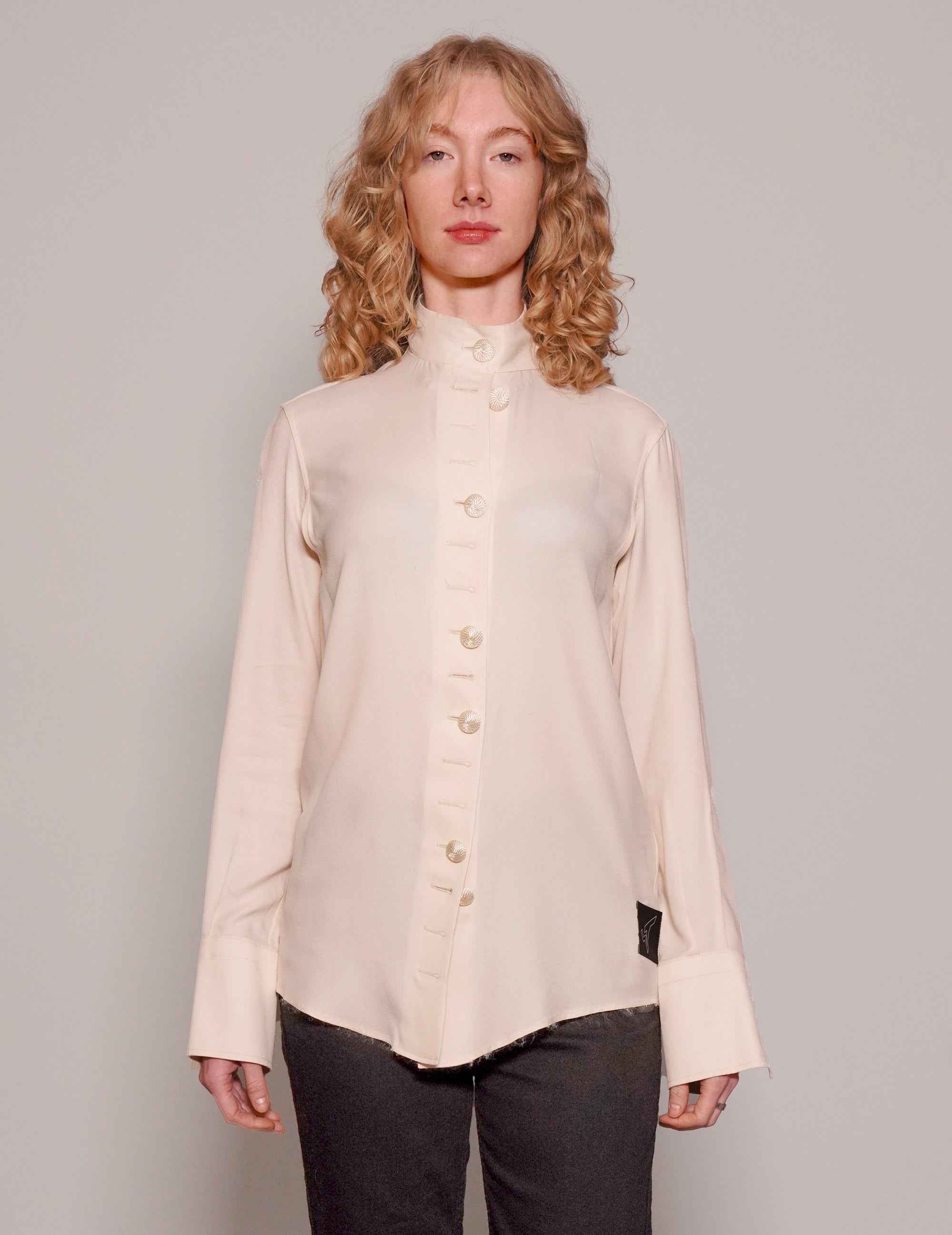 Vintage Neck Tie Blouse in Cream