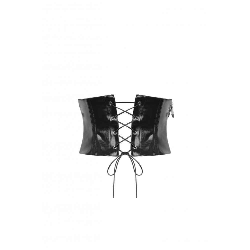 Dark in Lia Punk Love Patent Leather Waist Corset with Metal Accents