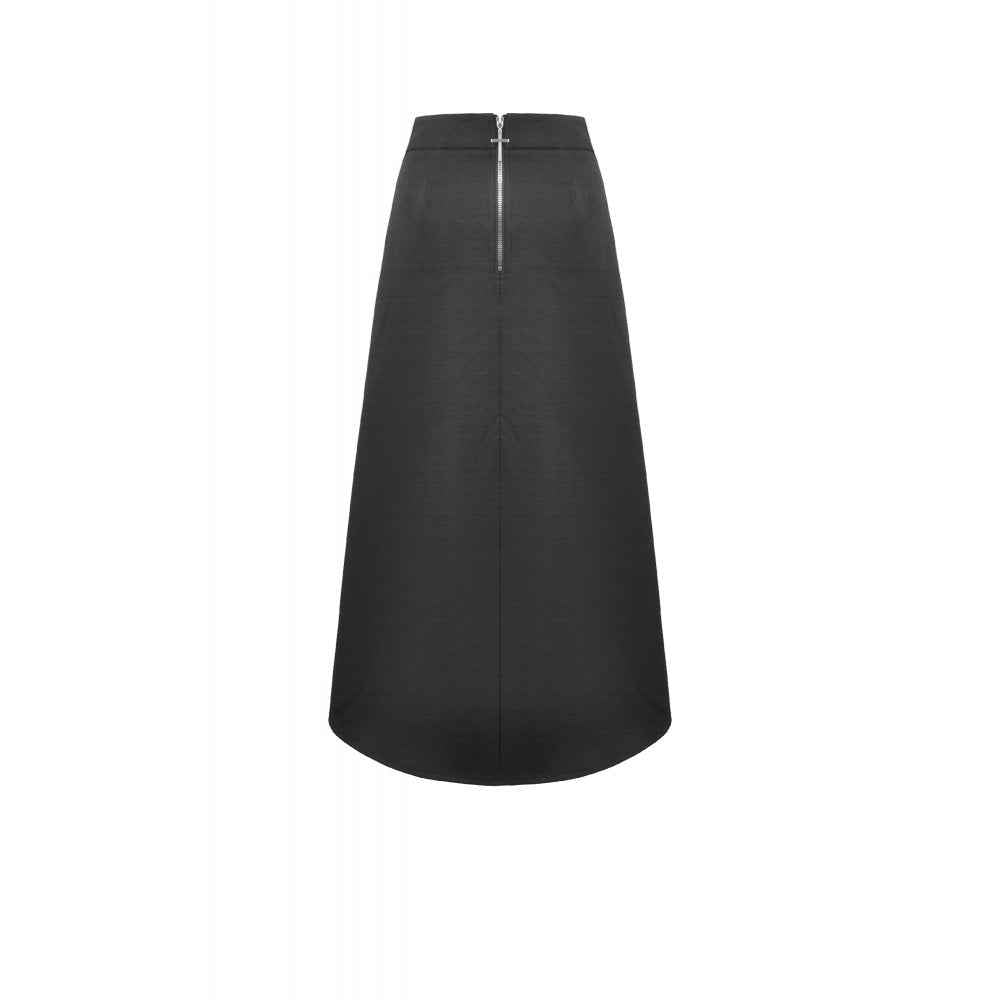 Dark in Love Punk Layered Pocket Cutout Belted Long Skirt