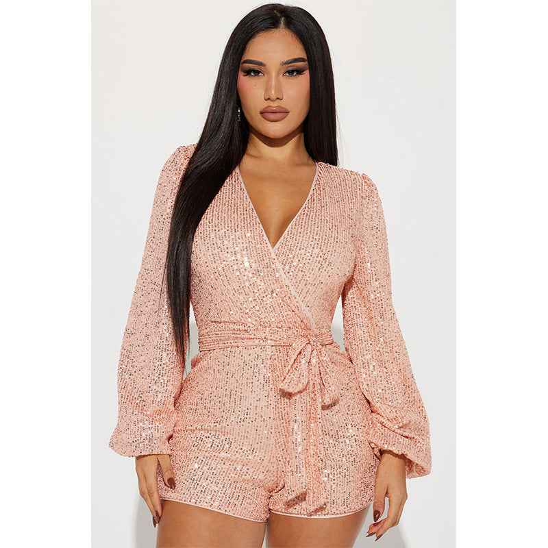 Sequin Fashion Personalized Women's One-piece Shorts
