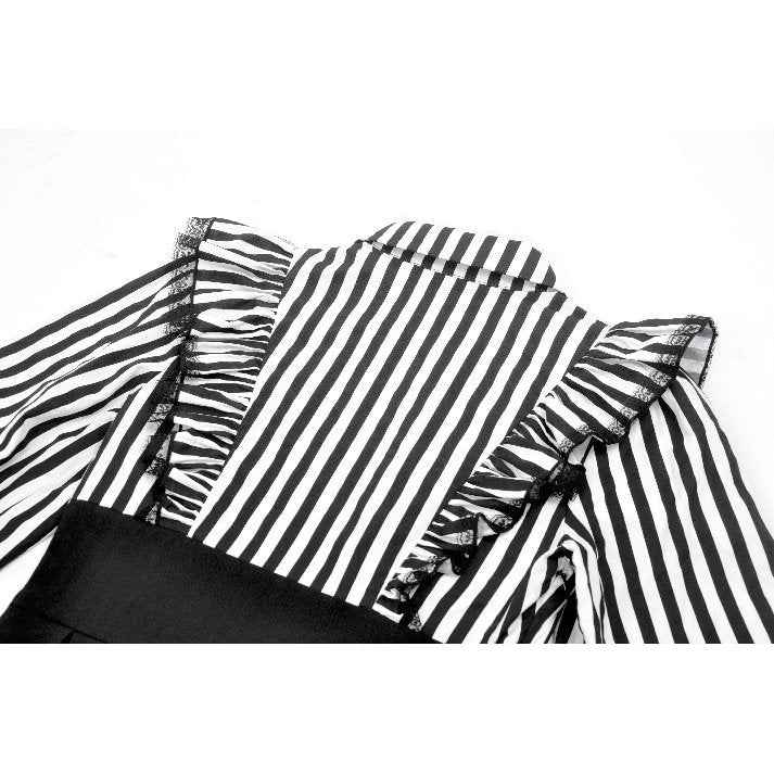 Dark in Love Striped Ruffle Gothic Lolita Dress