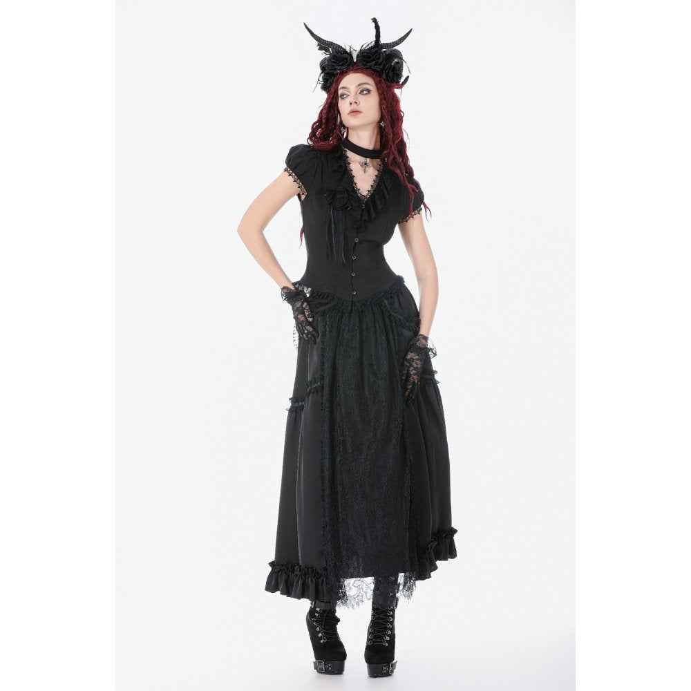 Dark in Love Courtly Cross Gem Gothic Blouse