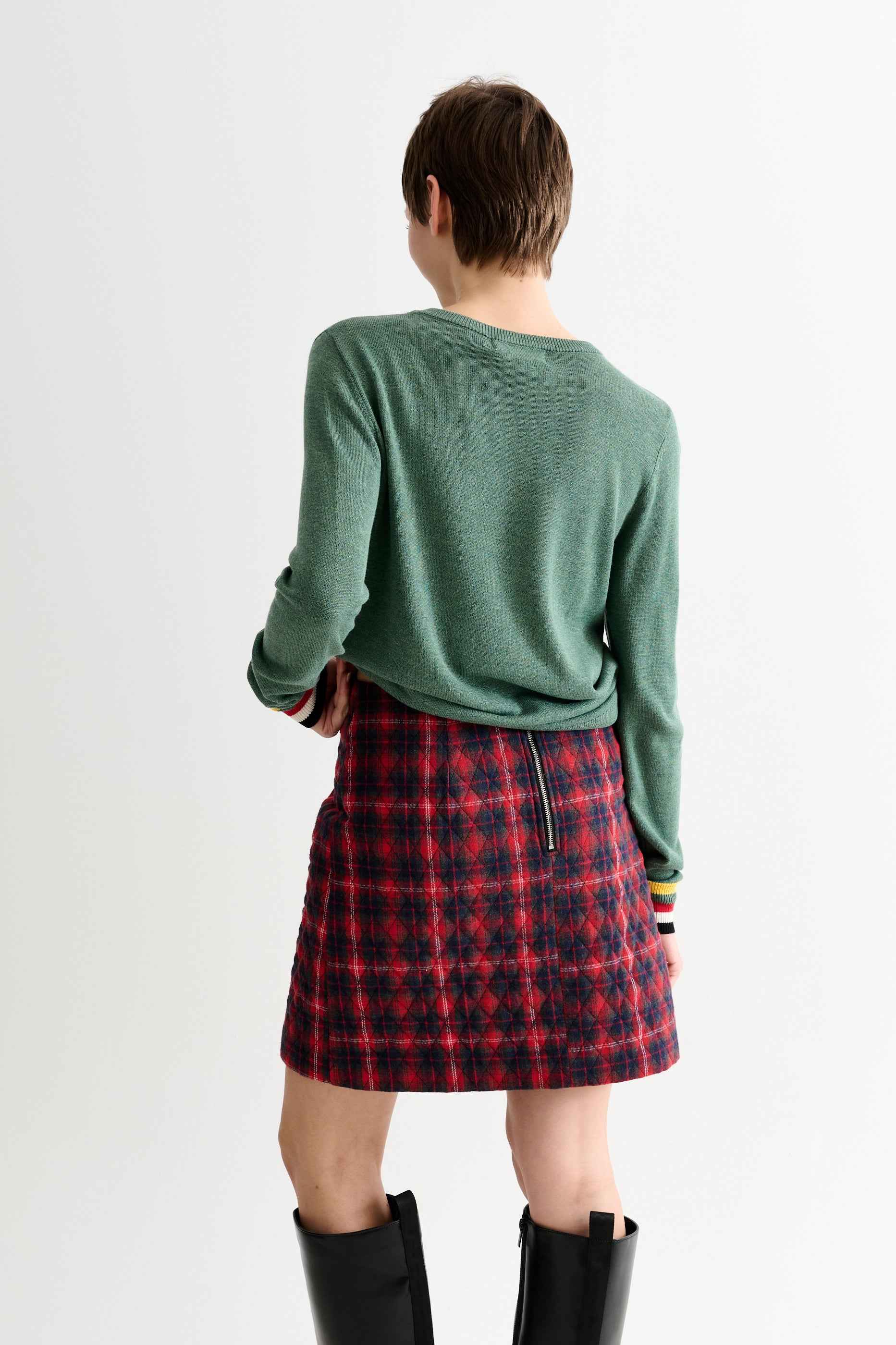 Aubin Winter Check Quilted Mini Skirt – Red