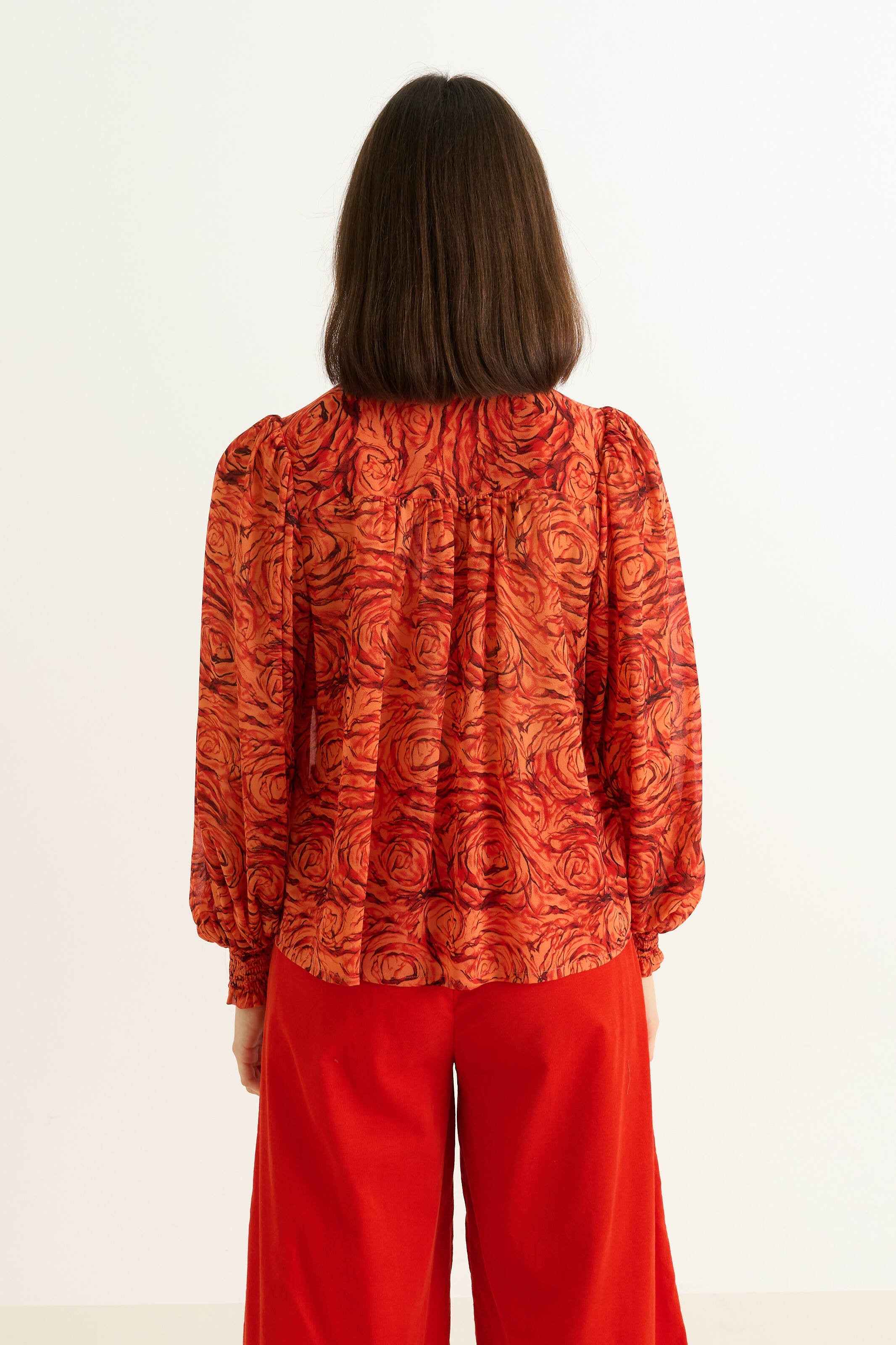 Boo Rosechild Tie Neck Blouse – Apricot