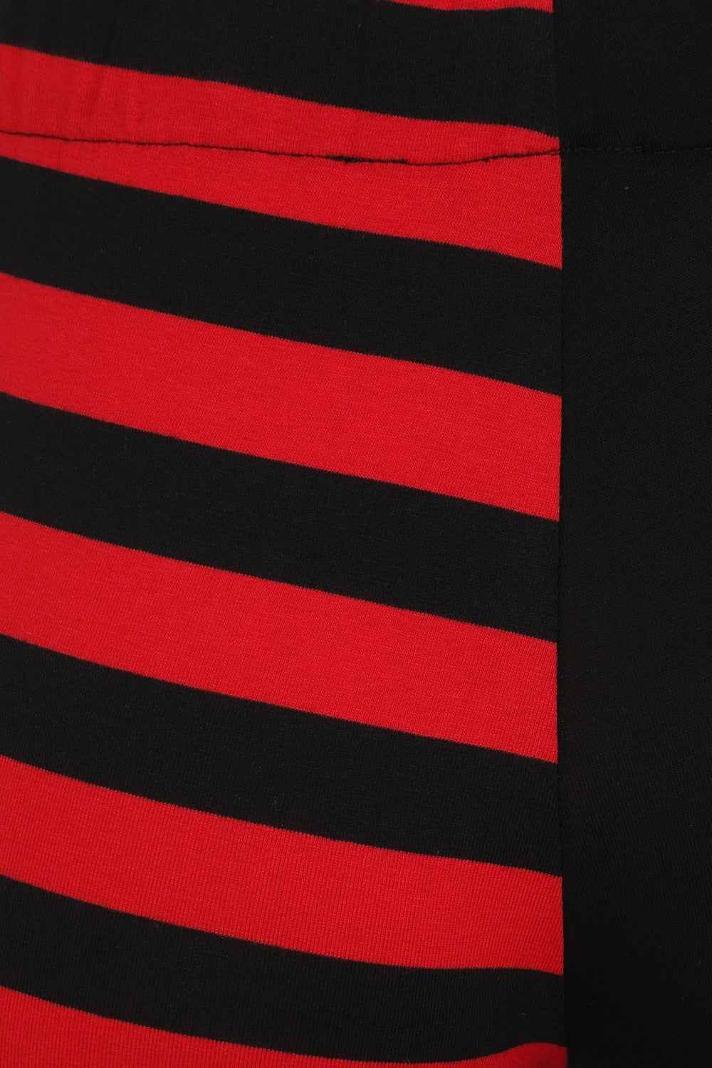 Banned Half Black Half Stripes Leggings - Red