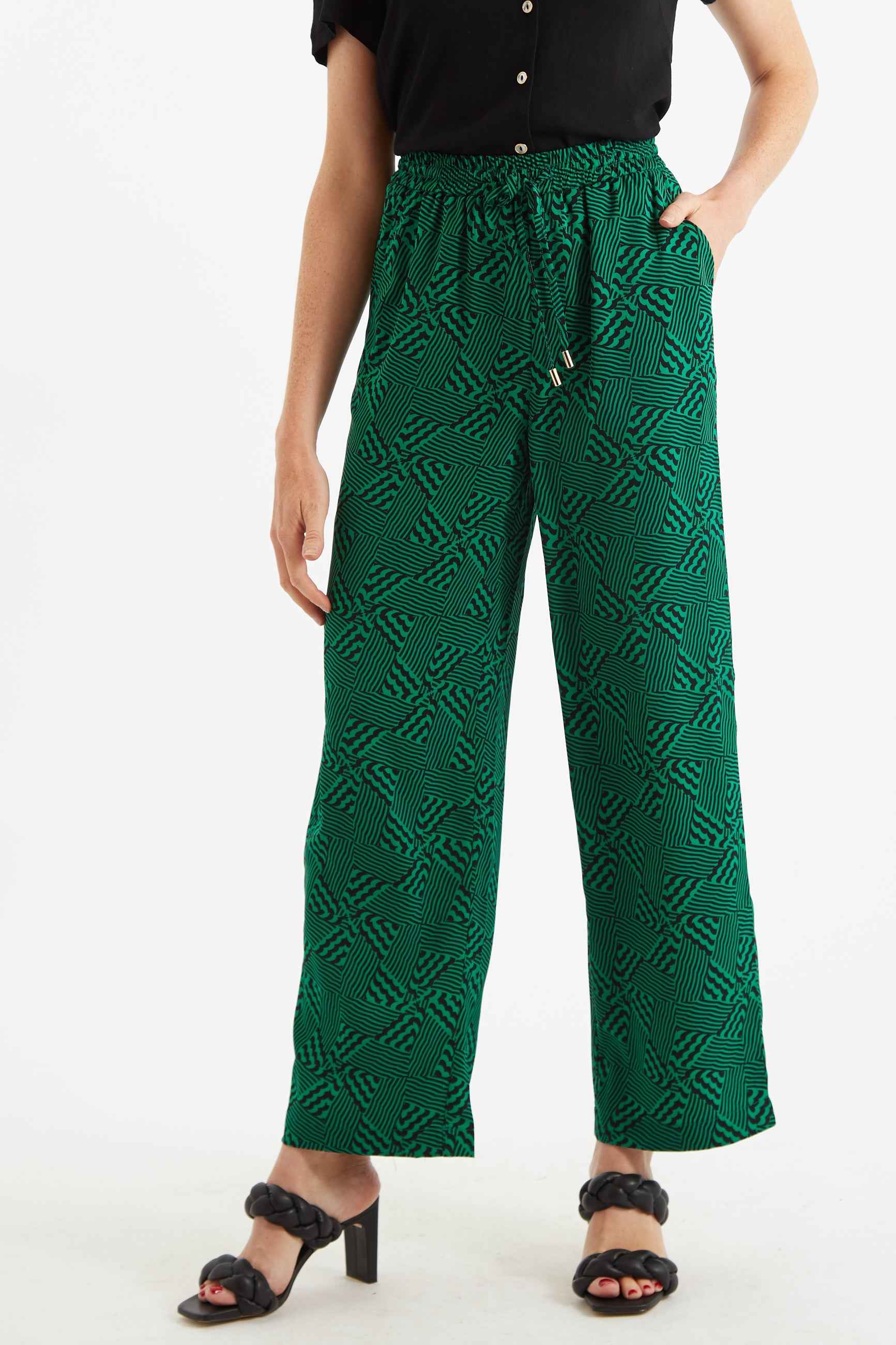 Louche Emmanuella 60s Patchwork Print Pyjama Style Trouser