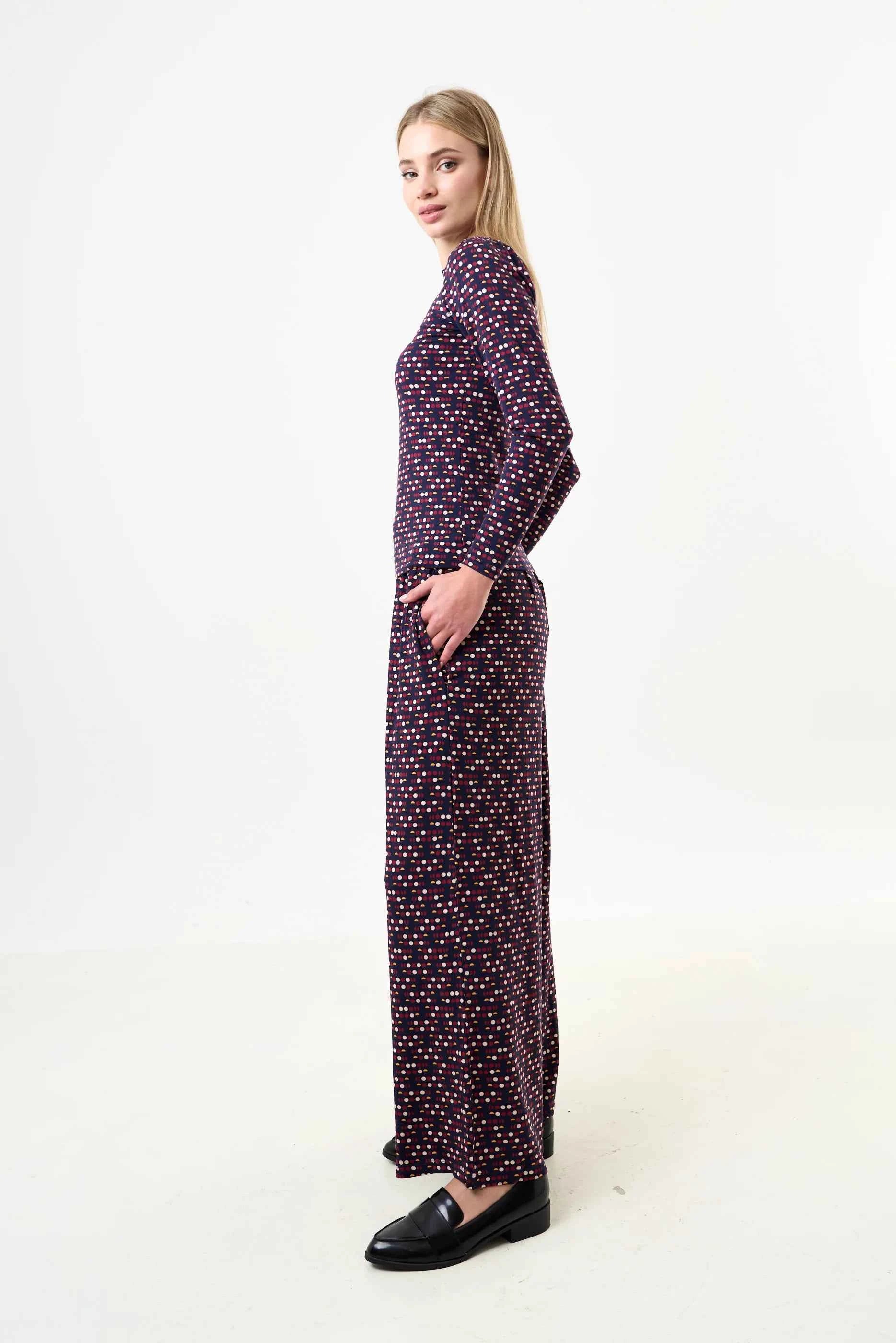 Foster Retro Dots Print Jersey Trouser