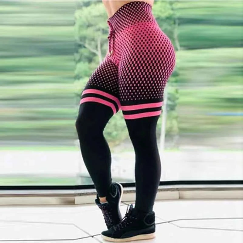 Hot Sale Polyester Stretchy Yoga Pants Drawstring Women Sports Gym Yoga Wear Digital Printing High Waist Tights Woman Leggings