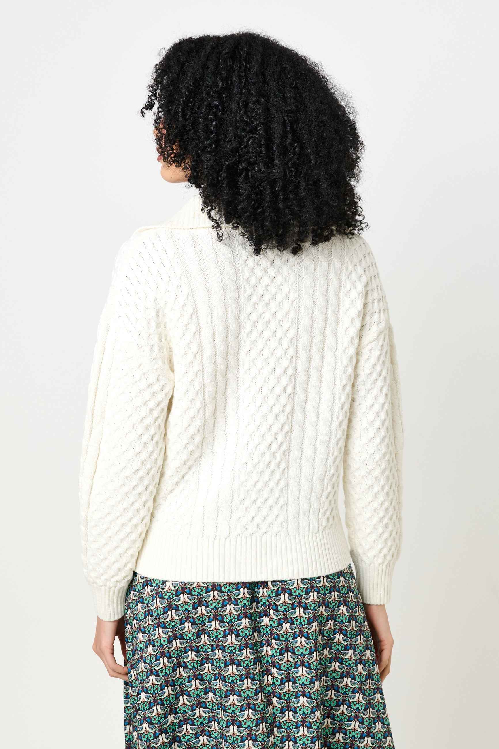 Jamie Cable Collar Jumper - Off White