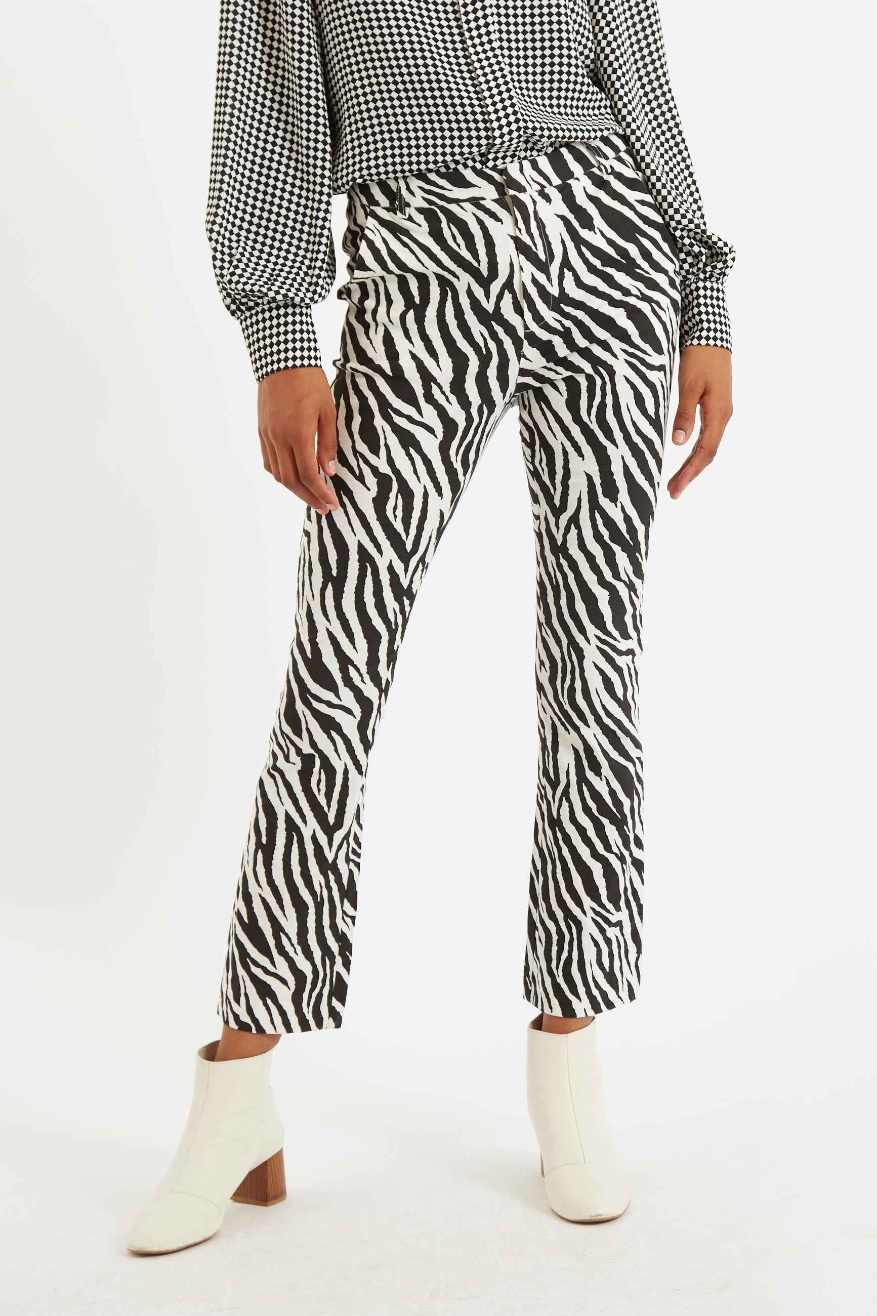 Louche Janelyn Zebra Flared Slim Fit Trouser