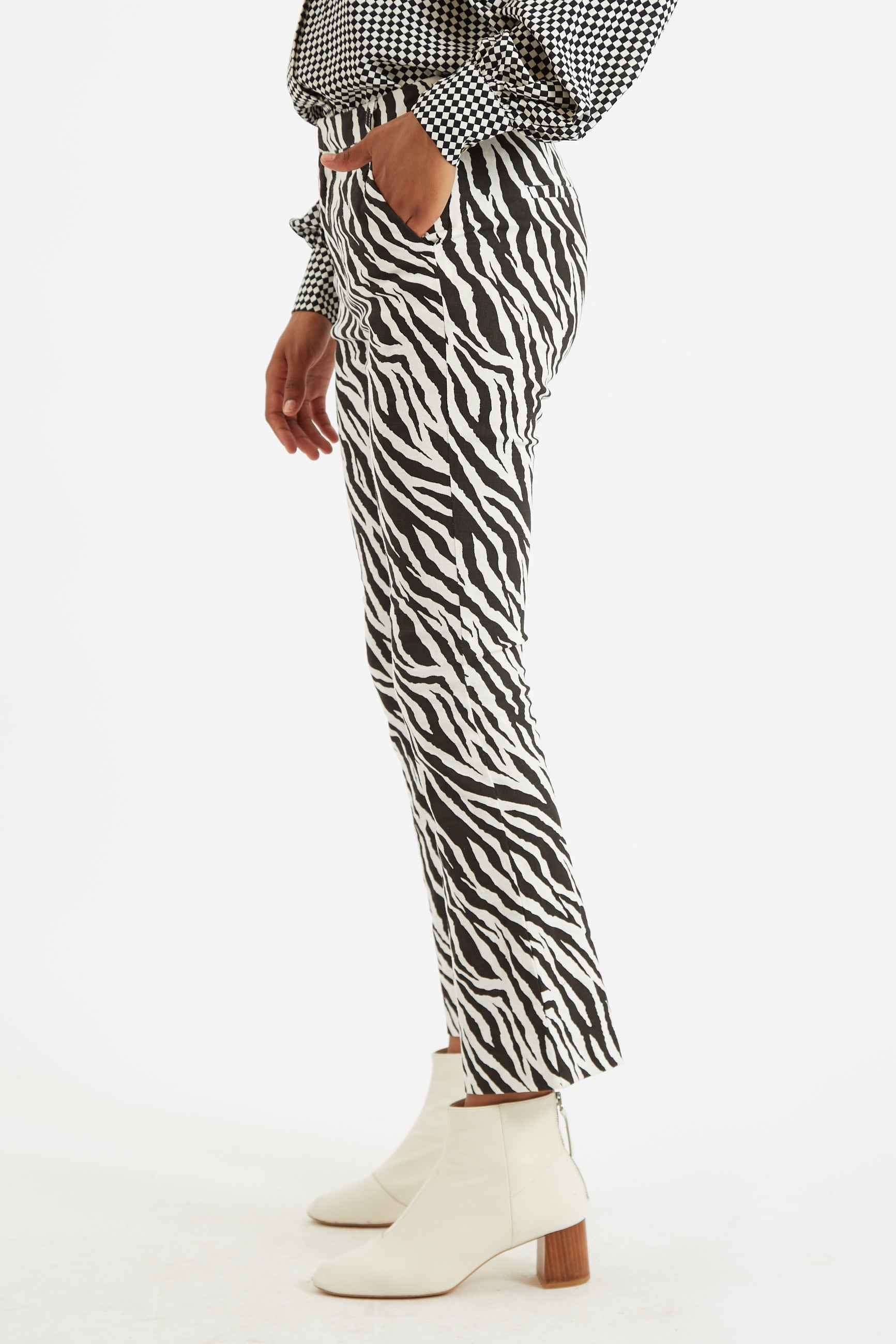 Louche Janelyn Zebra Flared Slim Fit Trouser