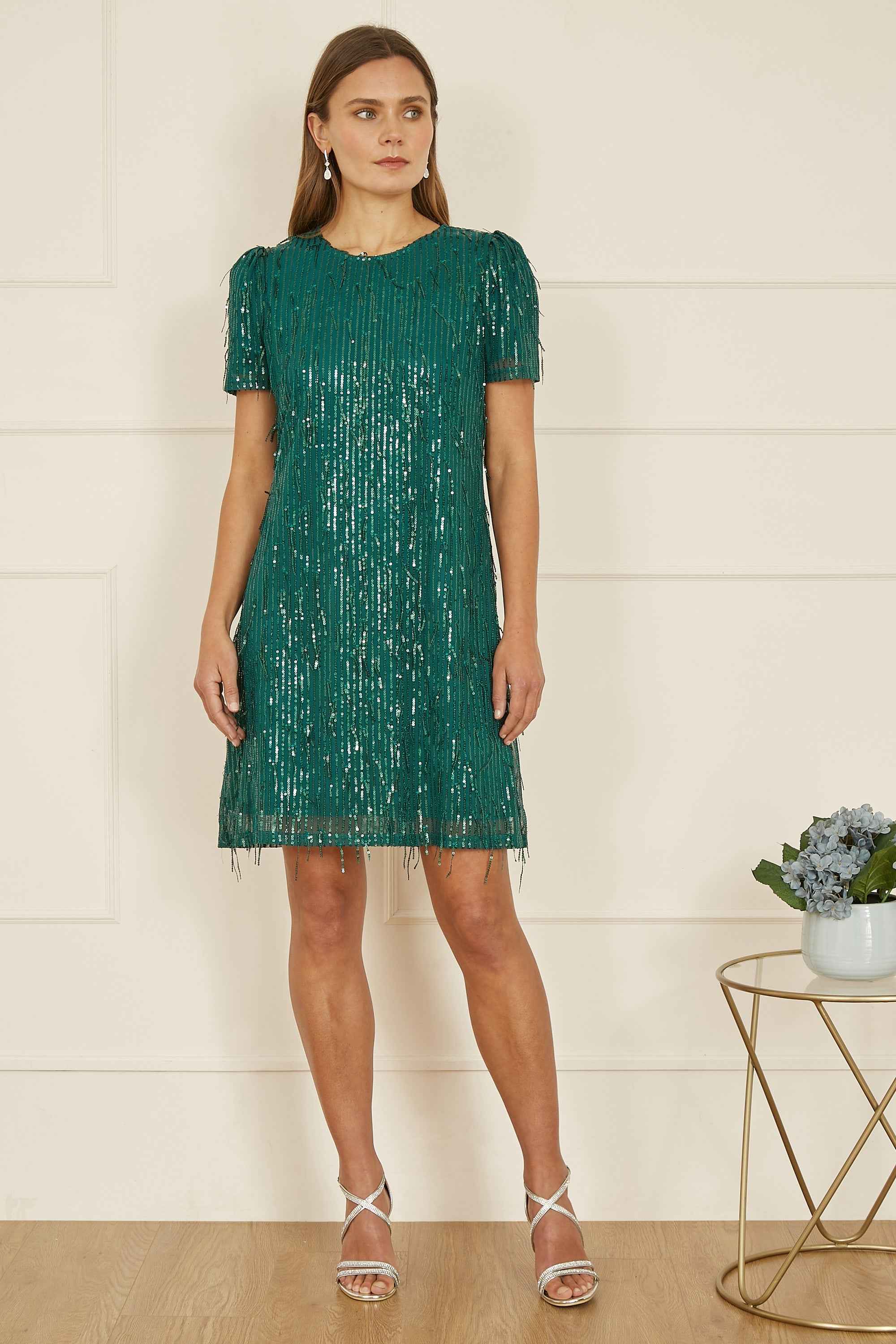 Mela Green Dripping Sequin Tunic Dress