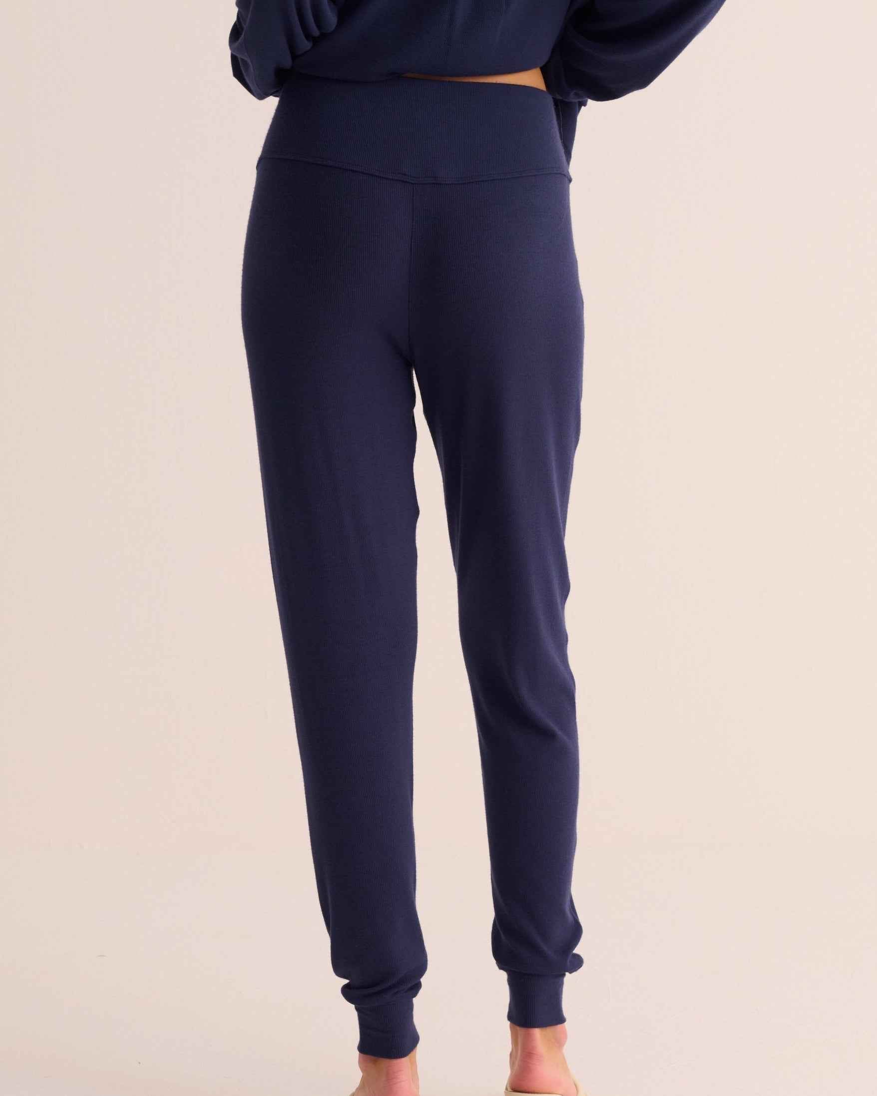 Navy Ribbed Modal Hero Shirt and Cuffed Leggings Set