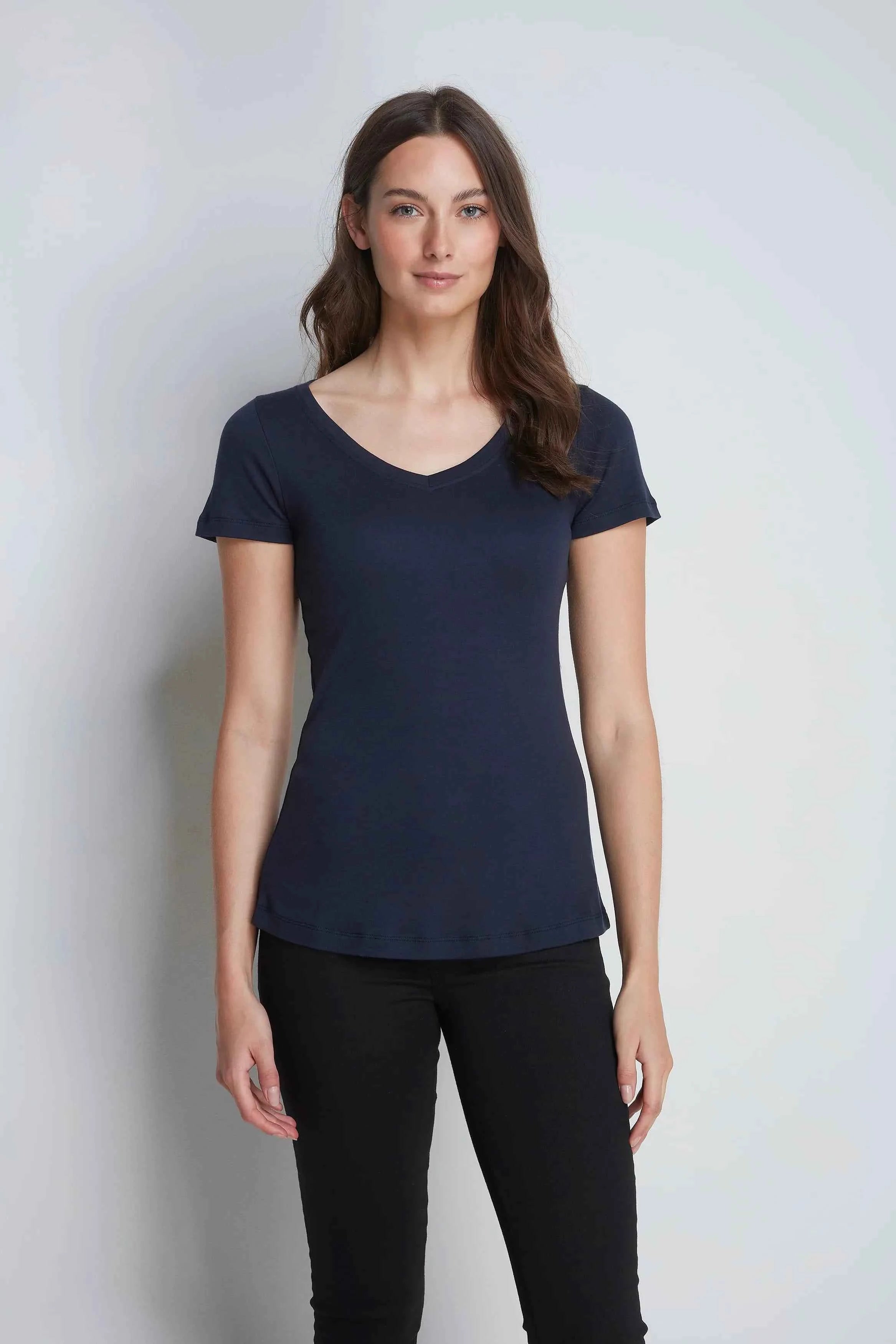 V Neck Cotton Modal Blend T-shirt