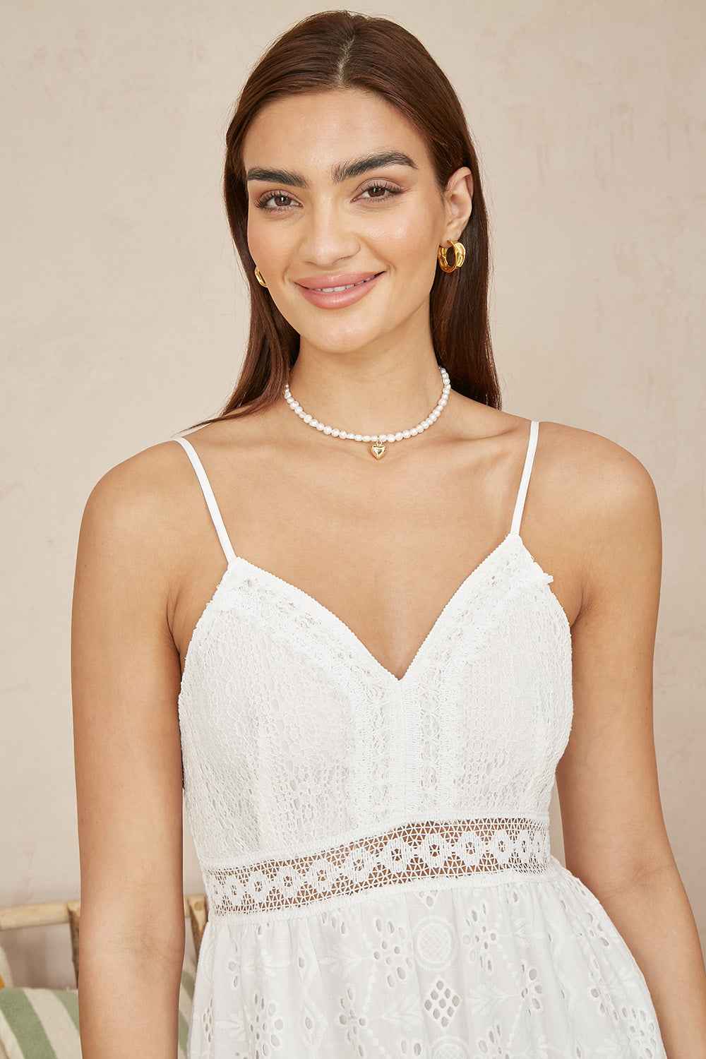 Yumi White Tiered Maxi Dress With Ruched Back