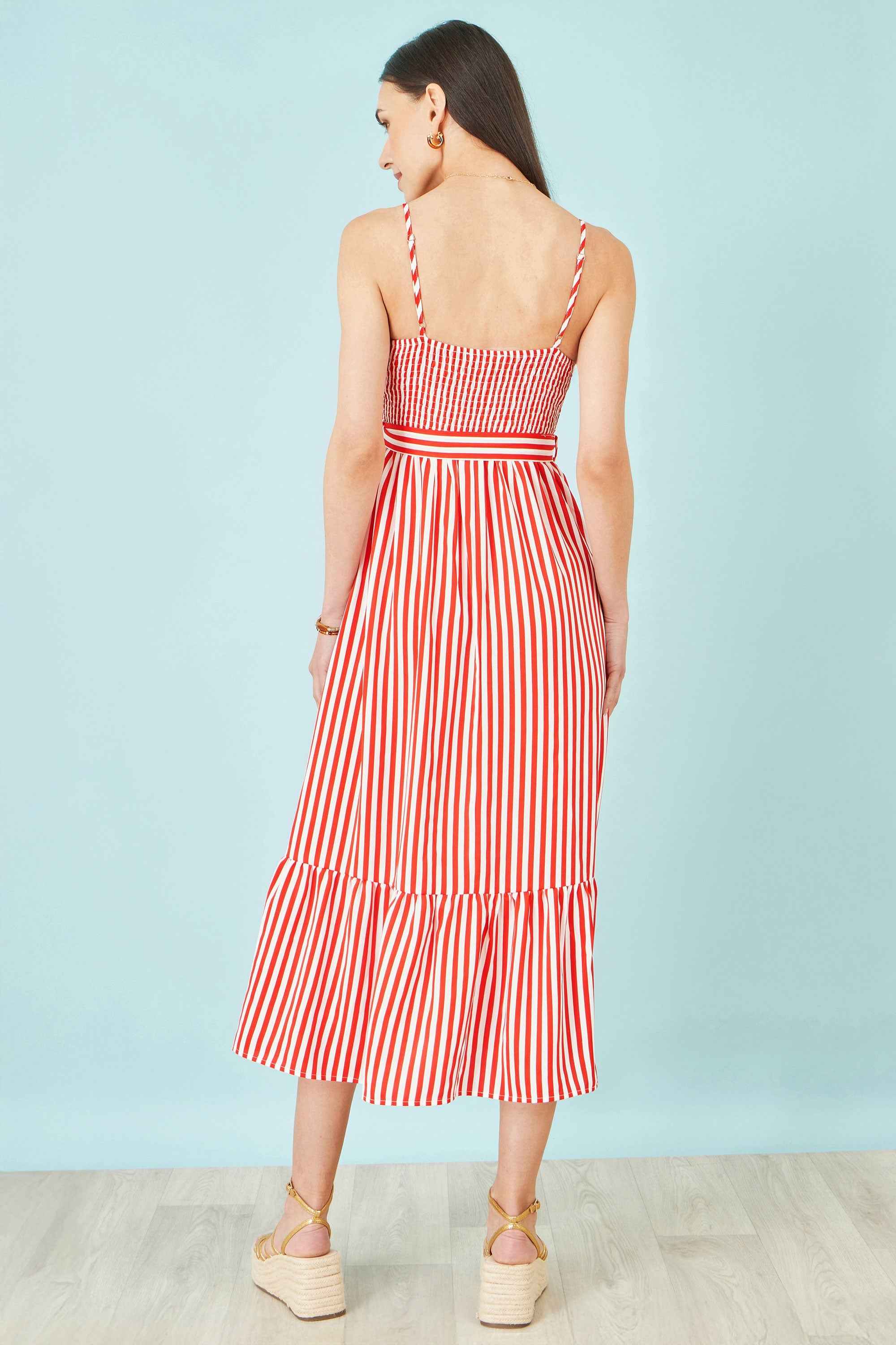 Yumi Red Stripe Midi Sun Dress