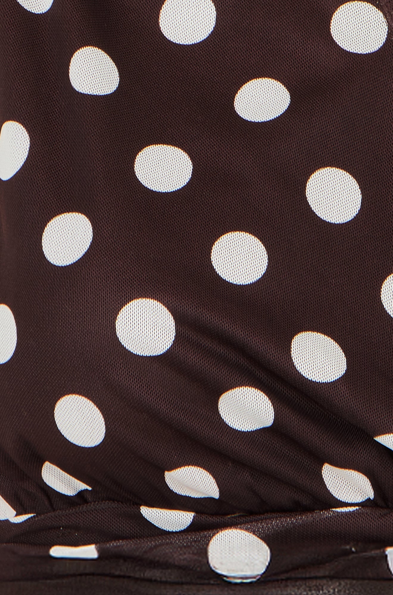 Yumi Brown Polka Dot Mesh Wrap Skater Dress With Pockets