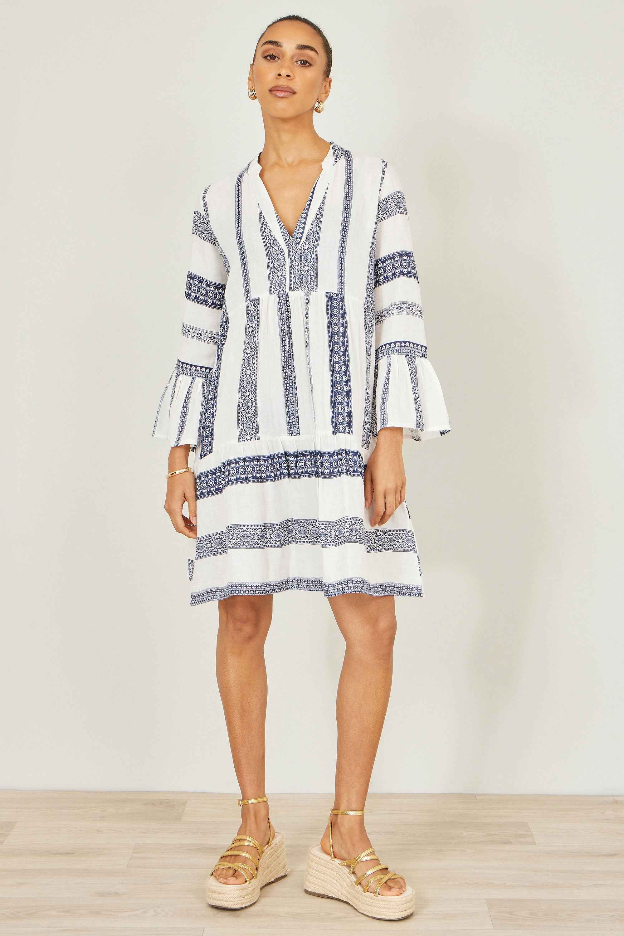 Yumi White Cotton Stripe Tunic
