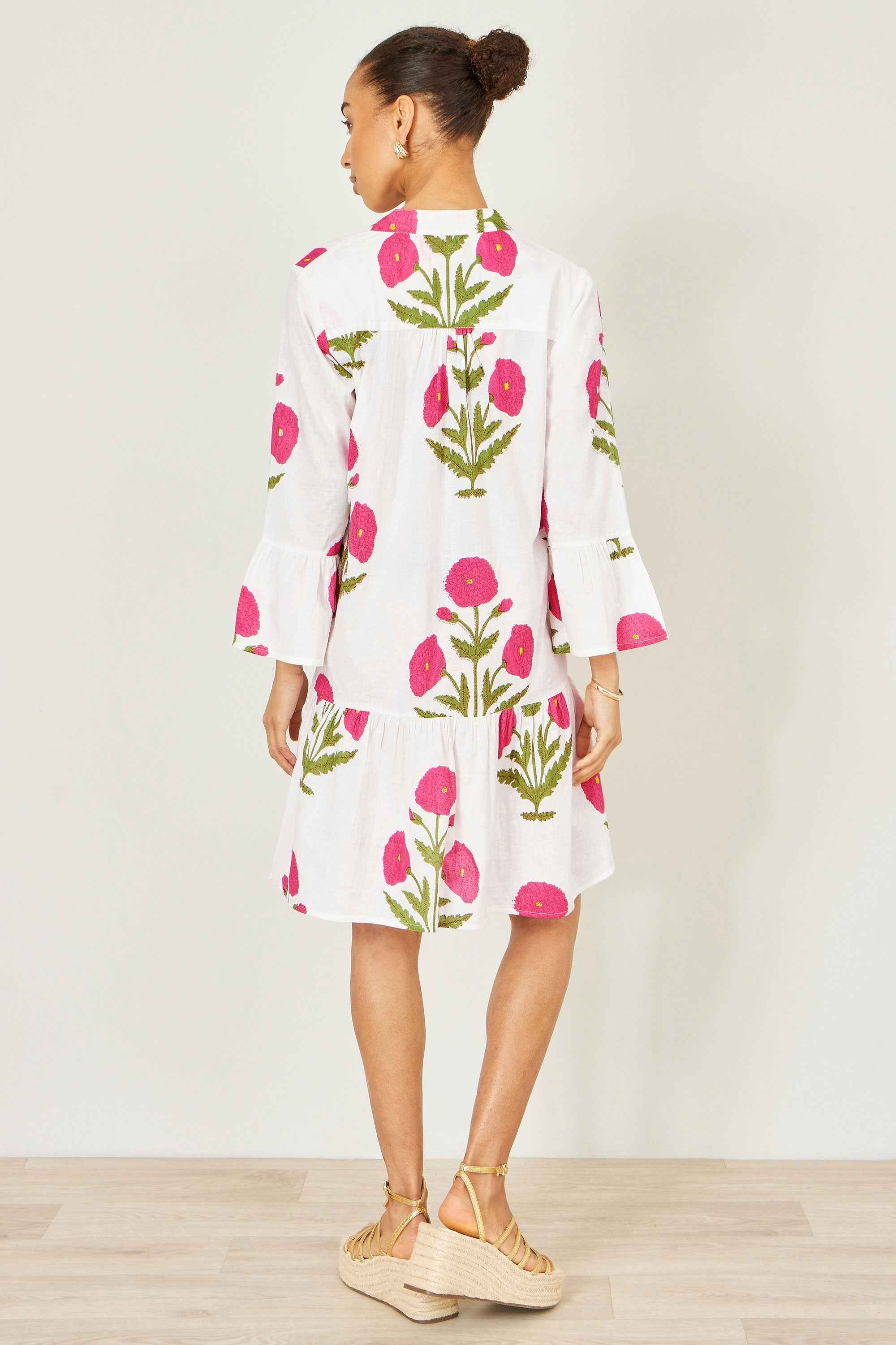 Yumi White Cotton Floral Tunic