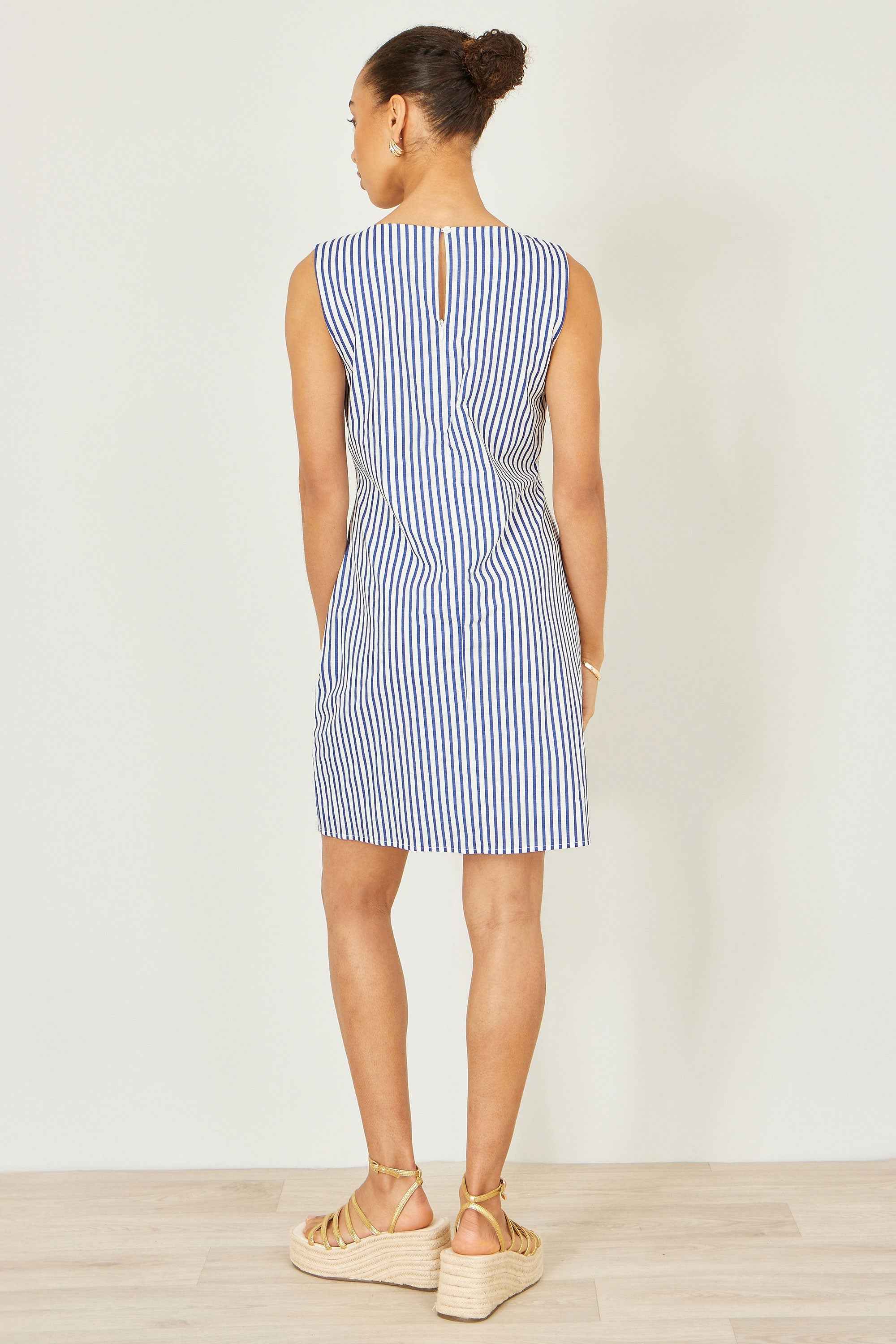 Yumi Navy Stripe Cotton Shift Dress