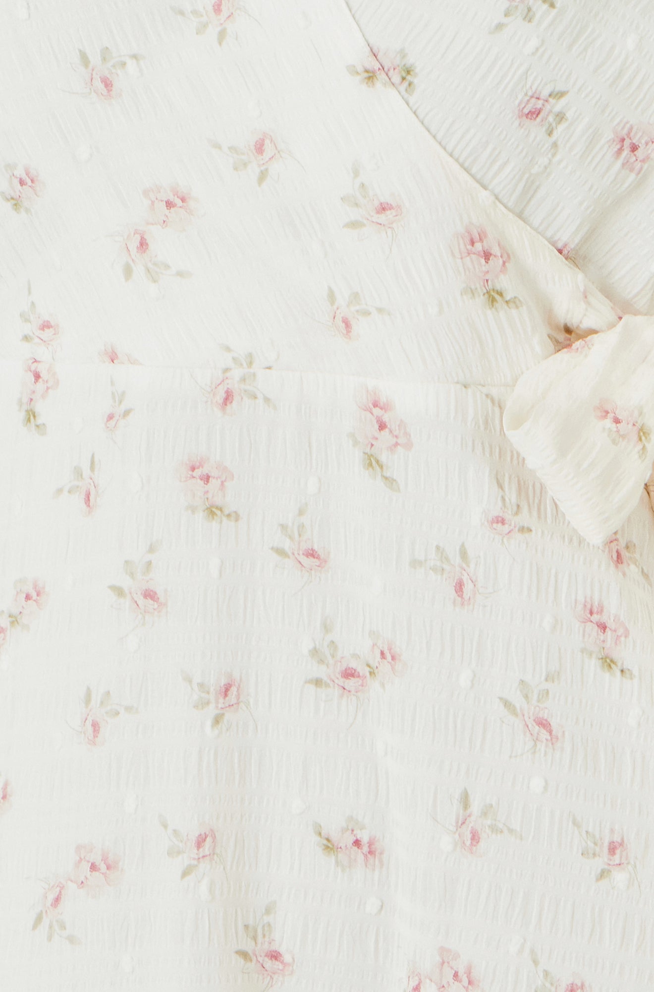 Yumi White Rose Print Wrap Over Frill Dress