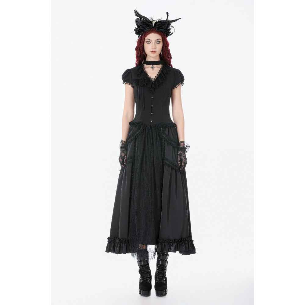 Dark in Love Courtly Cross Gem Gothic Blouse