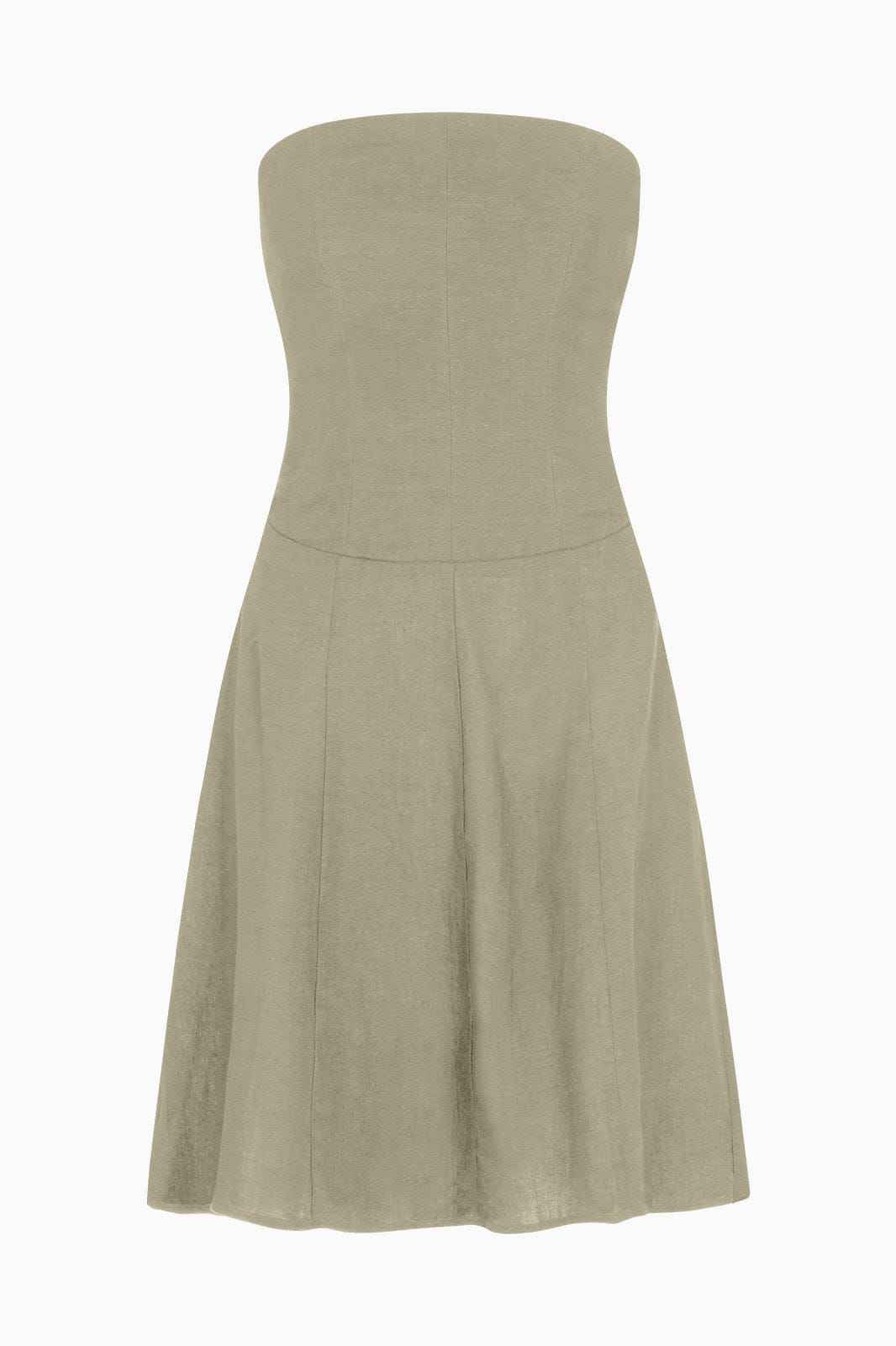 The Chiara Mini Bandeau Dress in oatmeal