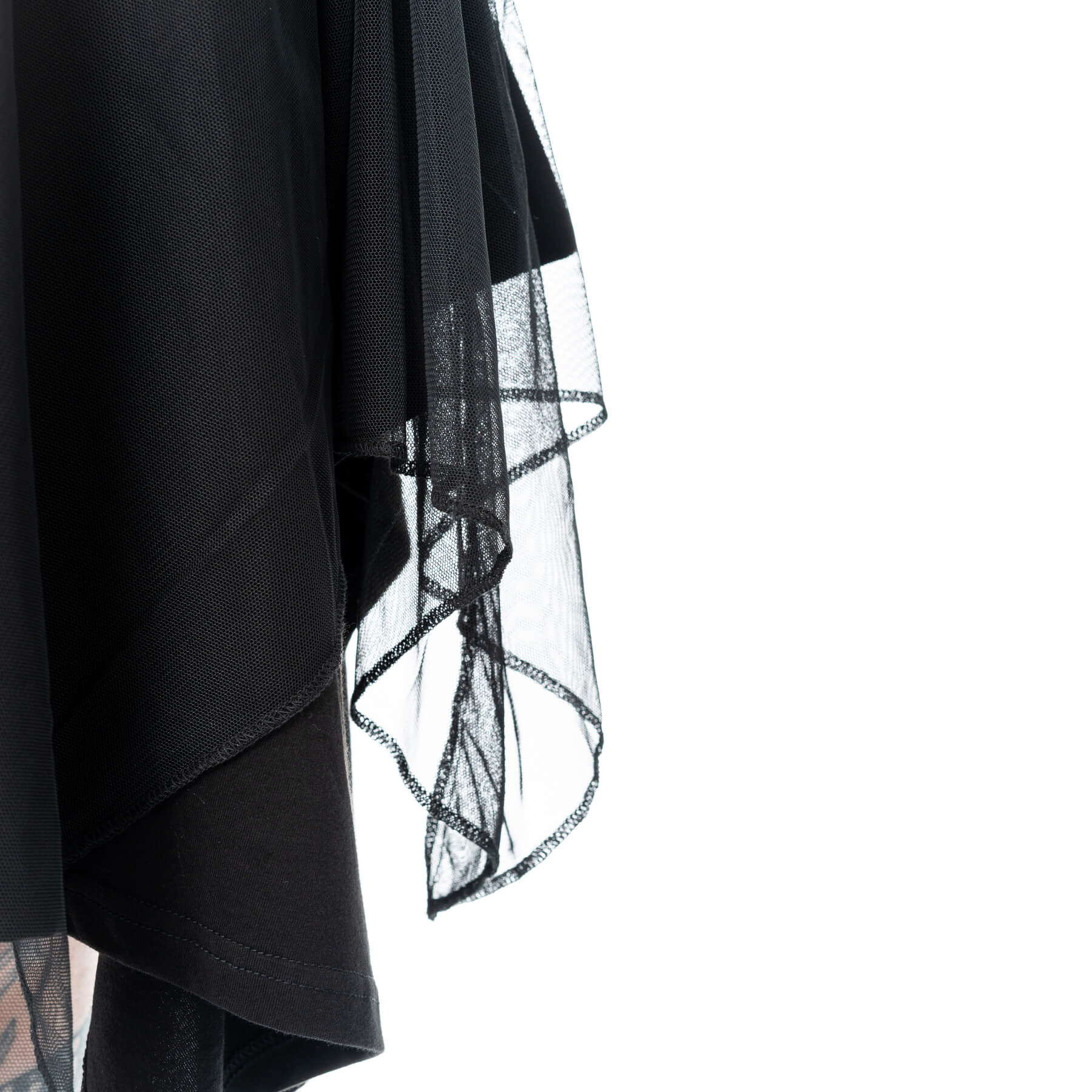Poizen Industries Banshee Gothic Mini Dress - Cold Shoulder Mesh & Lace-Up