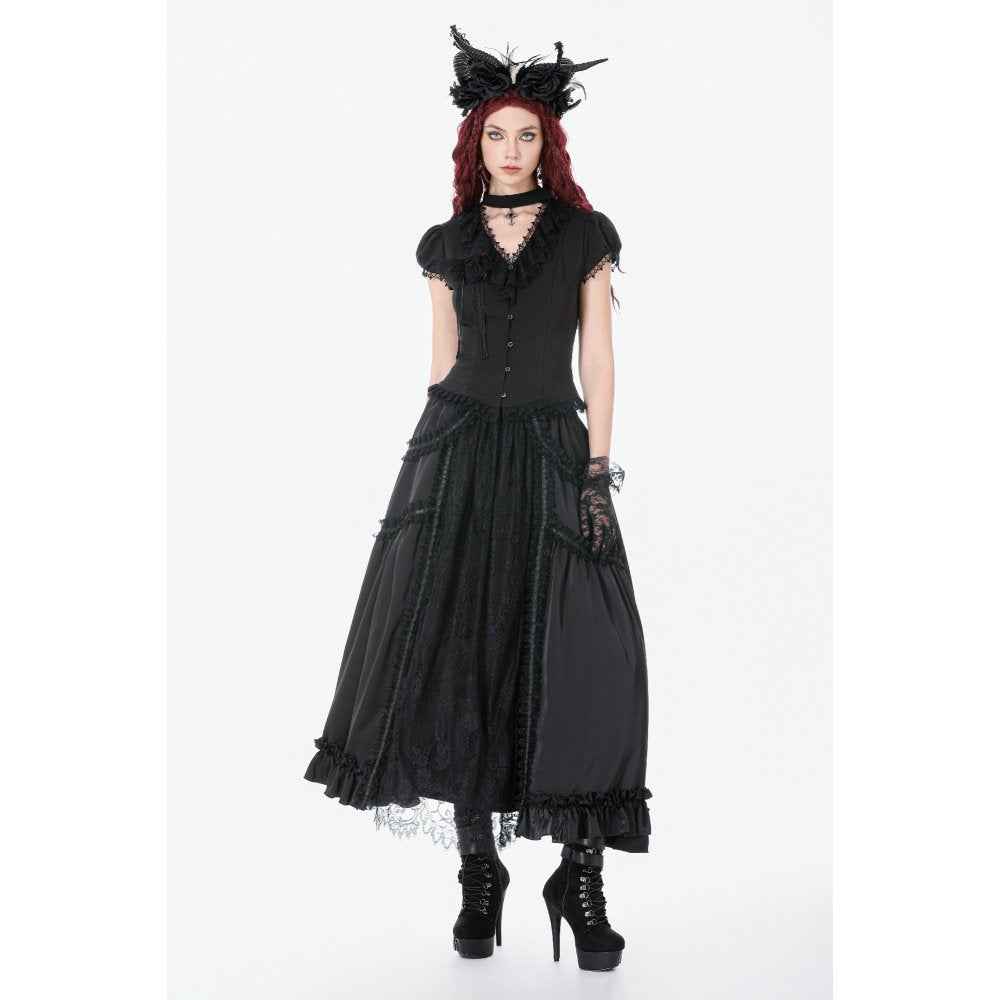 Dark in Love Courtly Cross Gem Gothic Blouse