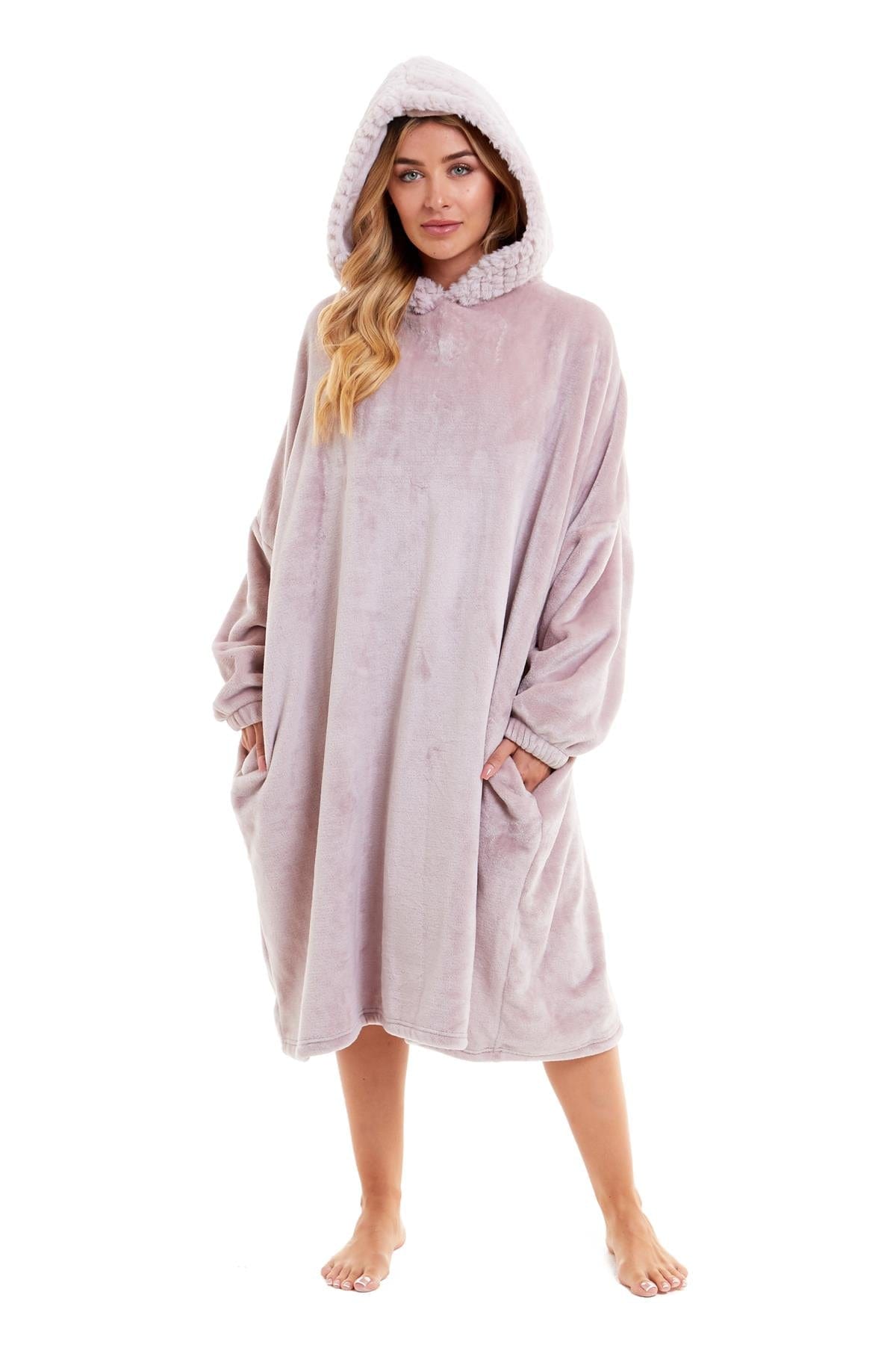OLIVIA ROCCO Oversized Plush Hooded Poncho Blanket With Ultra-Soft Fur Hood Super Soft Sofa and Bed Use