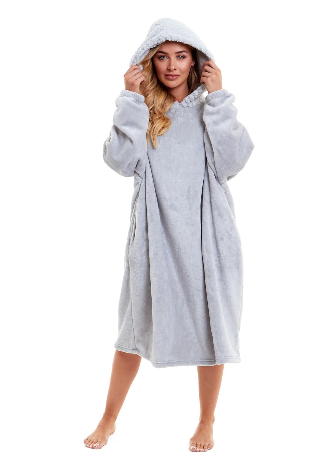OLIVIA ROCCO Oversized Plush Hooded Poncho Blanket With Ultra-Soft Fur Hood Super Soft Sofa and Bed Use