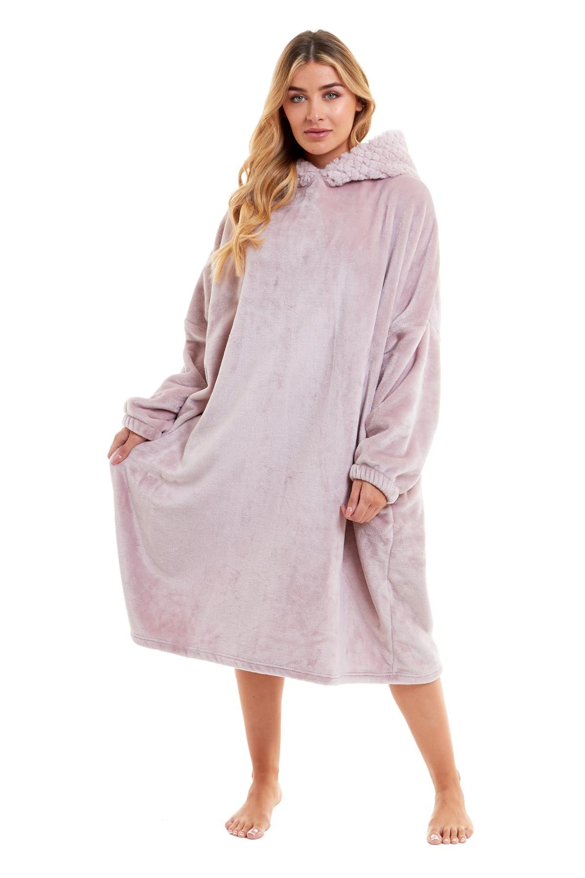 OLIVIA ROCCO Oversized Plush Hooded Poncho Blanket With Ultra-Soft Fur Hood Super Soft Sofa and Bed Use