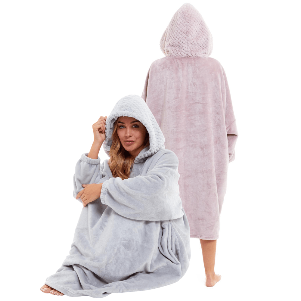 OLIVIA ROCCO Oversized Plush Hooded Poncho Blanket With Ultra-Soft Fur Hood Super Soft Sofa and Bed Use