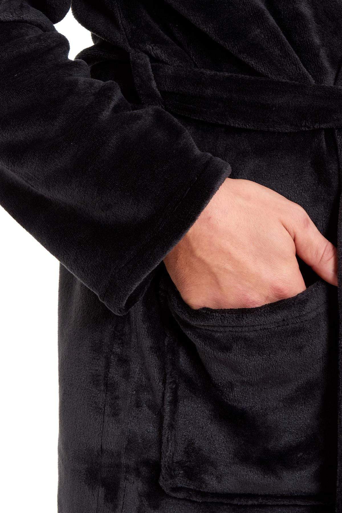 OLIVIA ROCCO Hooded Plush Flannel Bathrobe for Men Ultra-Absorbing Soft Fleece Dressing
