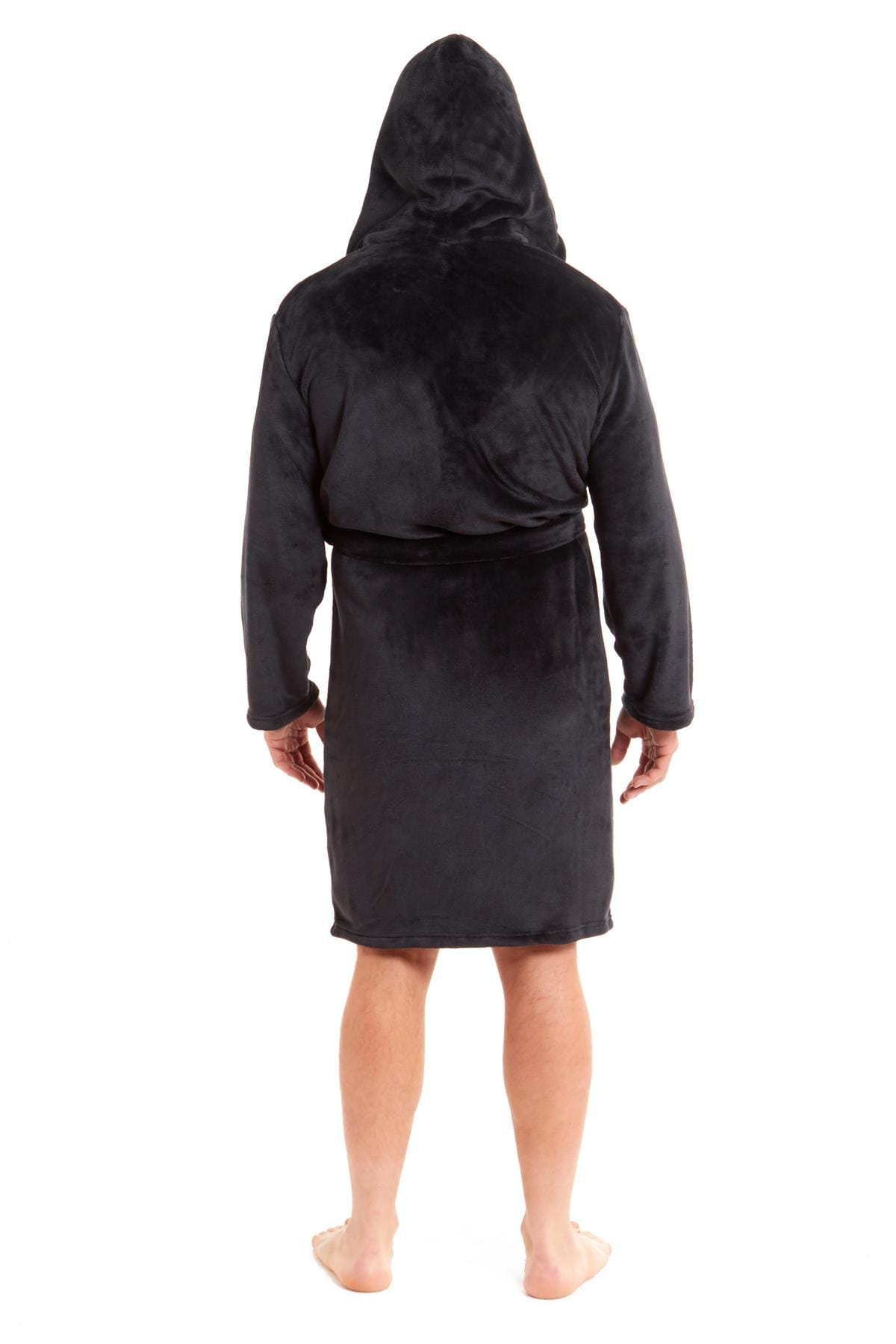 OLIVIA ROCCO Hooded Plush Flannel Bathrobe for Men Ultra-Absorbing Soft Fleece Dressing