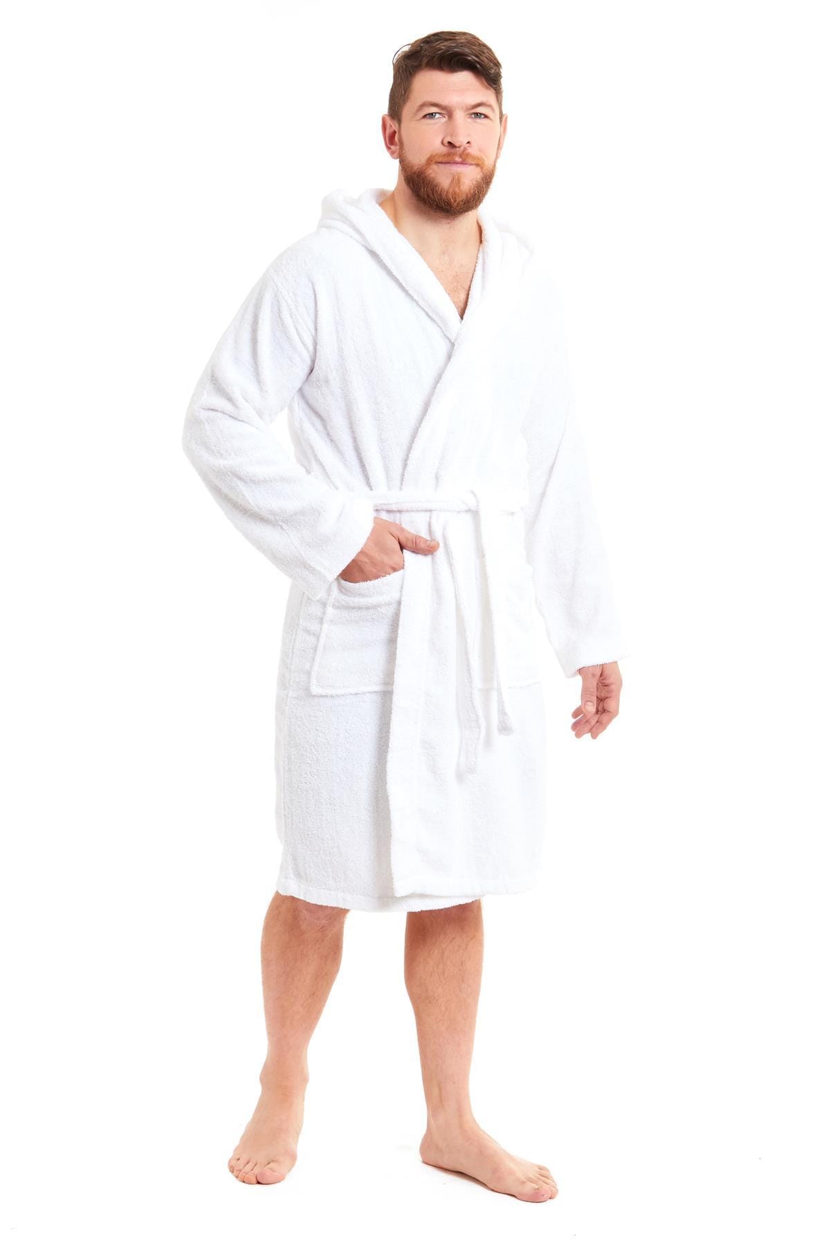OLIVIA ROCCO Mens Luxury Bamboo Cotton Hooded Towelling Robe Ultra Soft For Home Gym