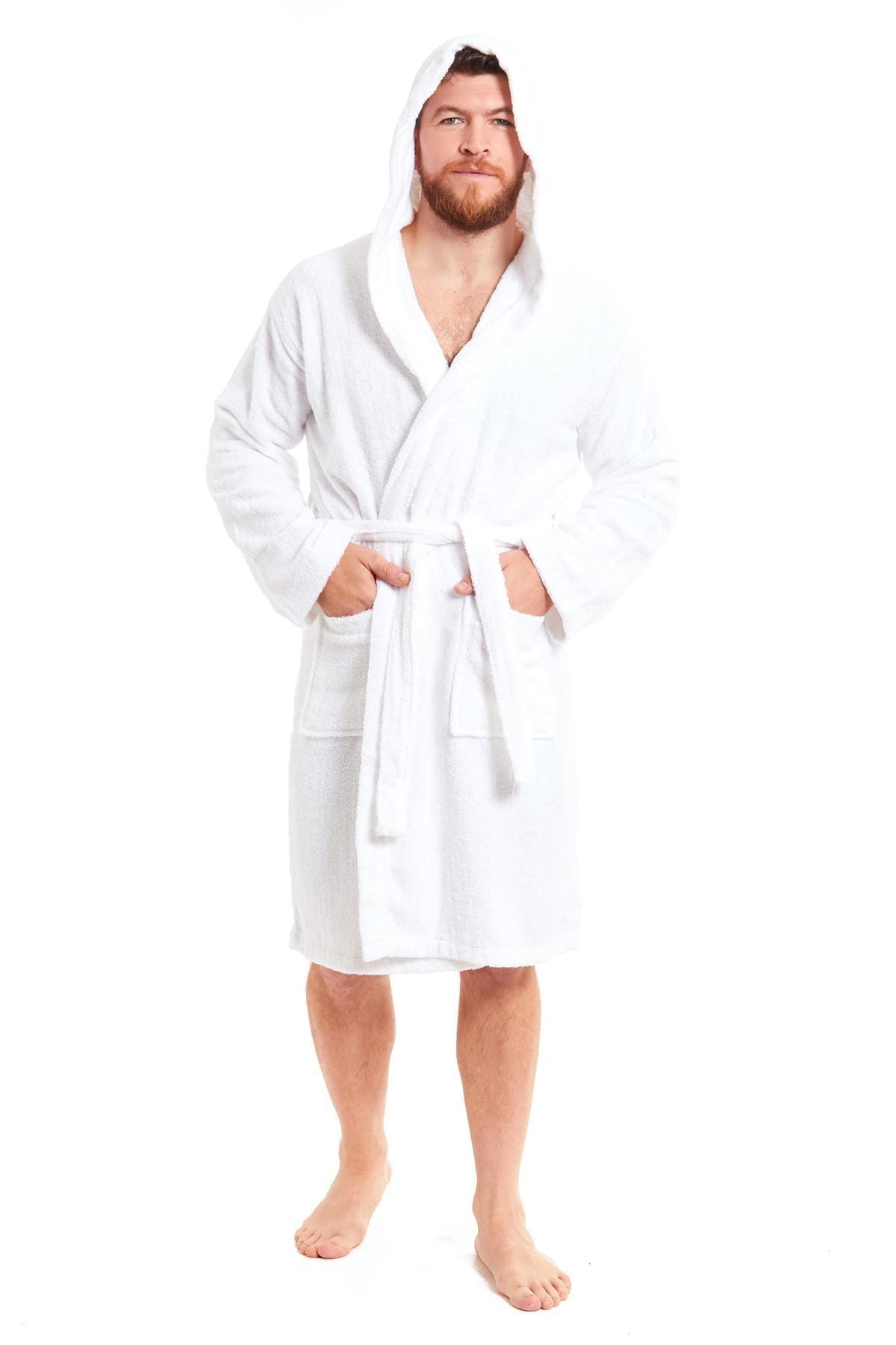 OLIVIA ROCCO Mens Luxury Bamboo Cotton Hooded Towelling Robe Ultra Soft For Home Gym