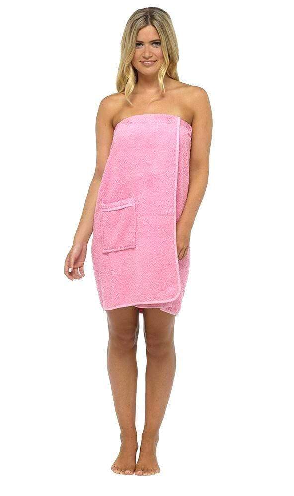 OLIVIA ROCCO Ladies Terry Towelling Cotton Sarong Towel Wrap With Adjustable Fit