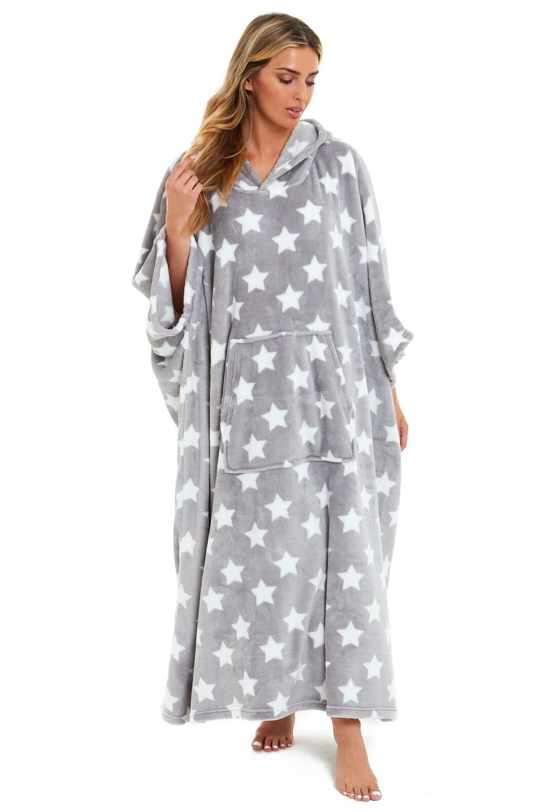 OLIVIA ROCCO Oversized Hooded Fleece Poncho Blanket Stars Polka Dots Easy Care for Cosy Home Layering