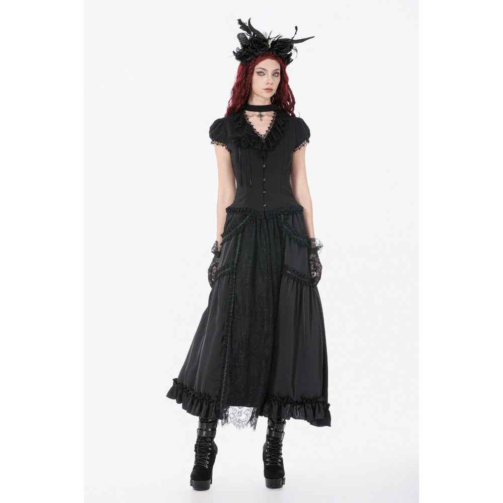 Dark in Love Courtly Cross Gem Gothic Blouse