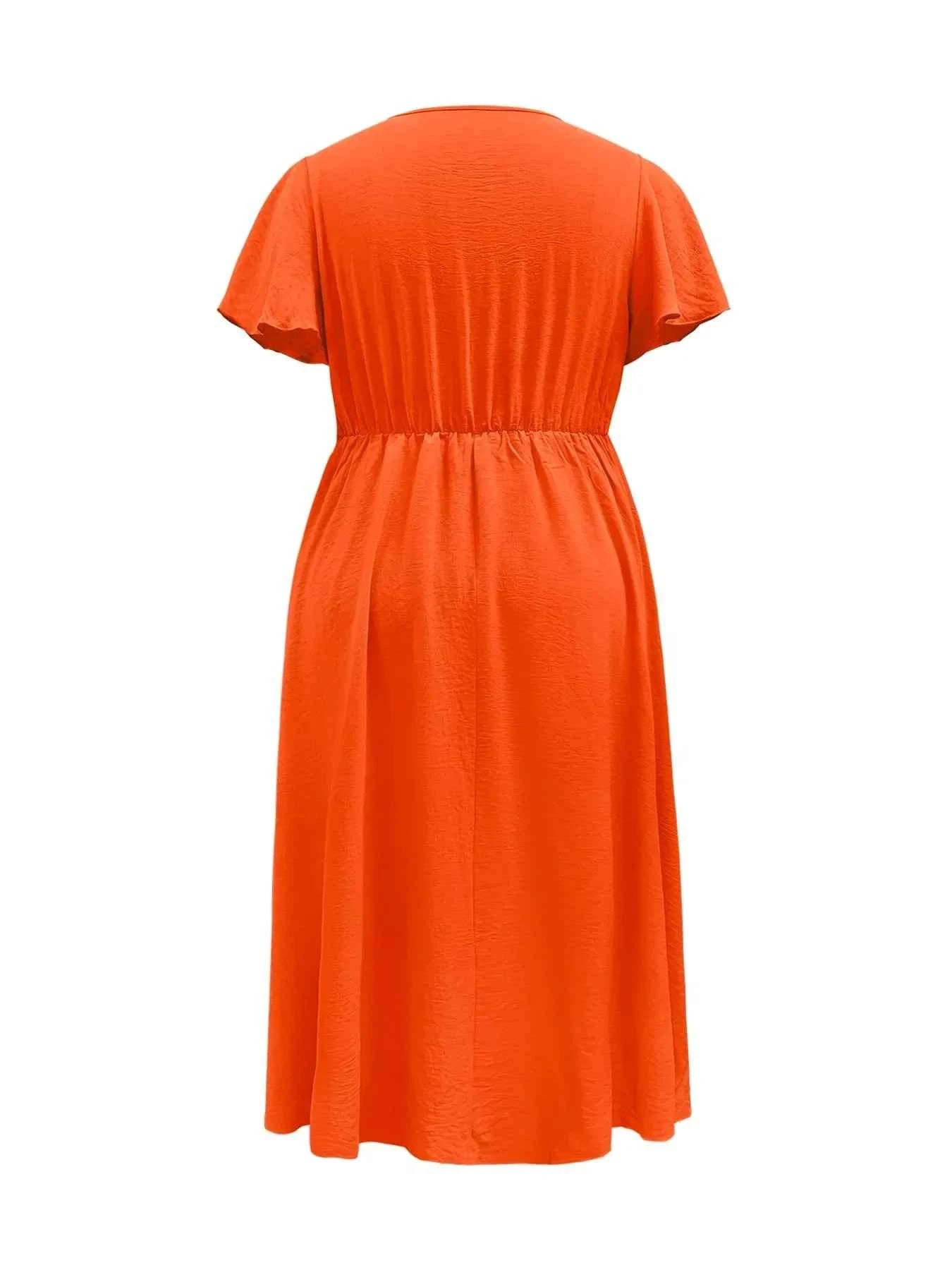 Plus Size Surplice Flutter Sleeve Dress