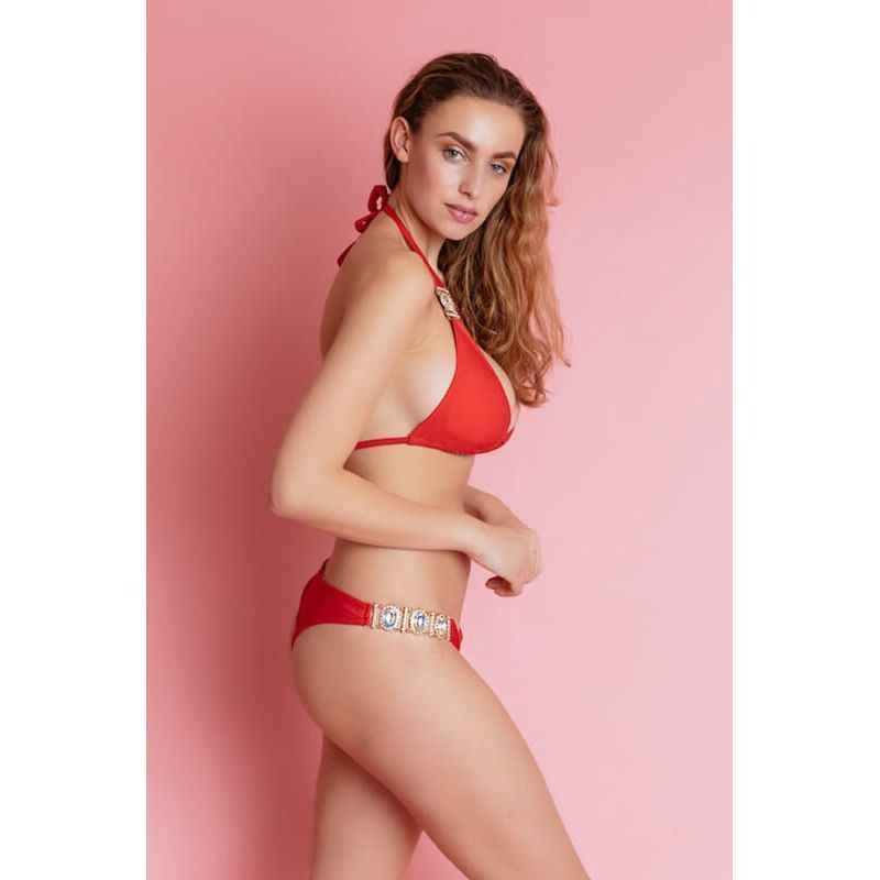 BALI Red Embellished Bikini Top