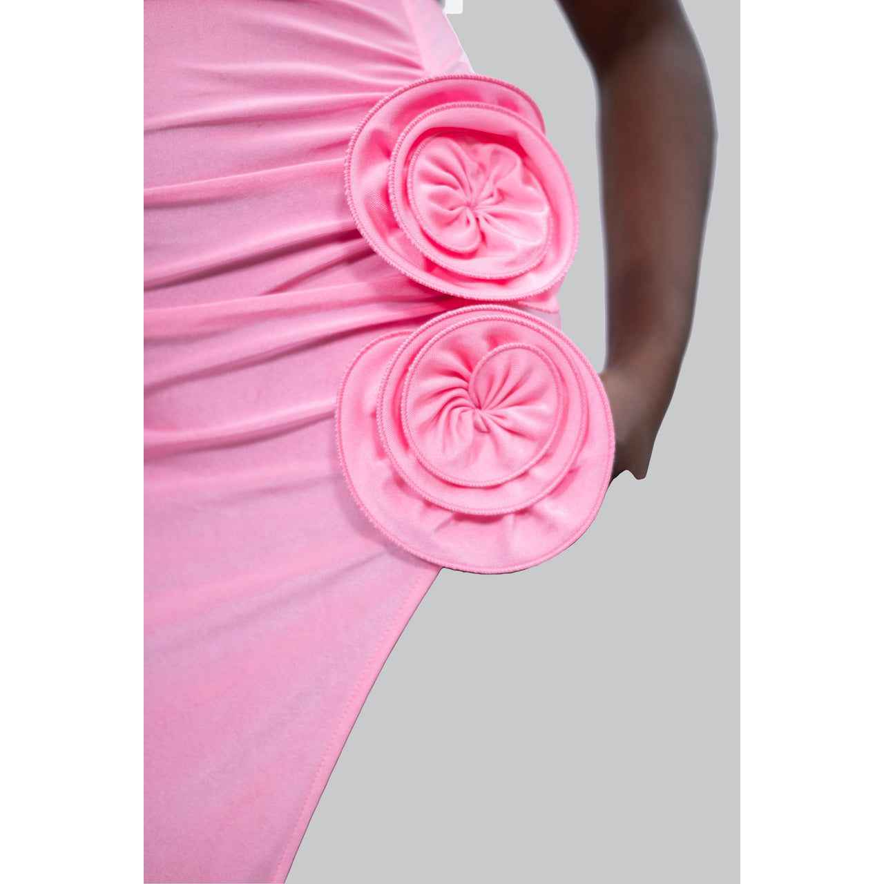 ARIANA Pink High Thigh Slit Dress