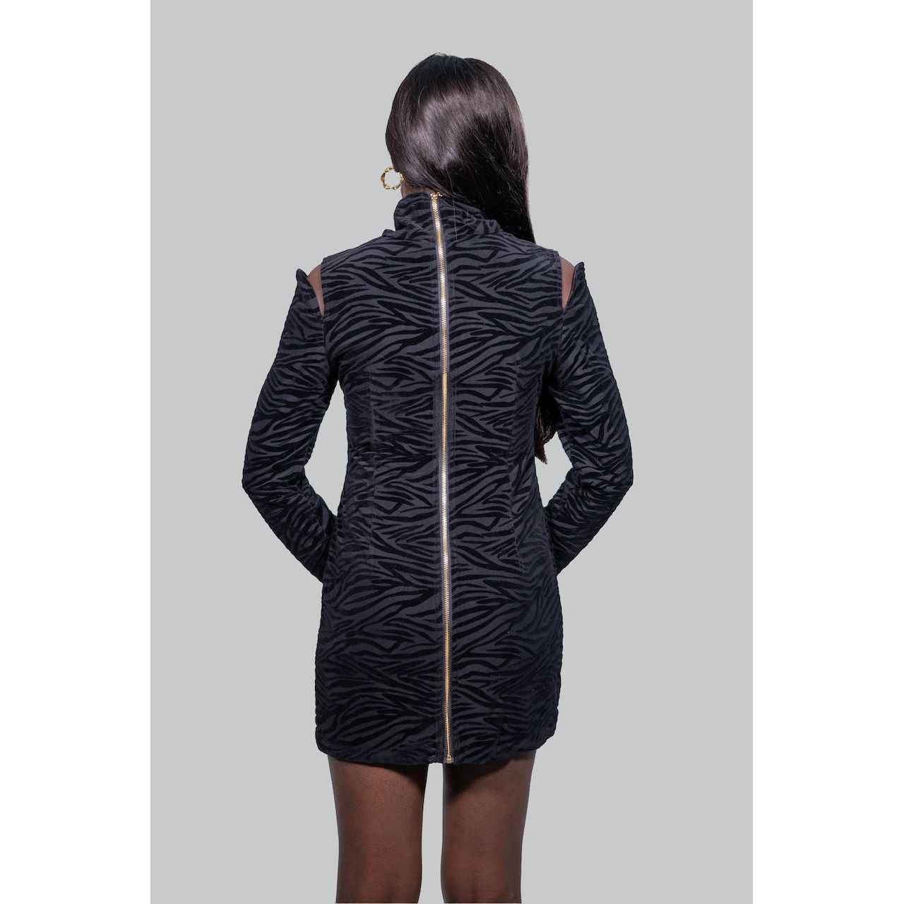 ASHA Black Printed Cut- Out Dress