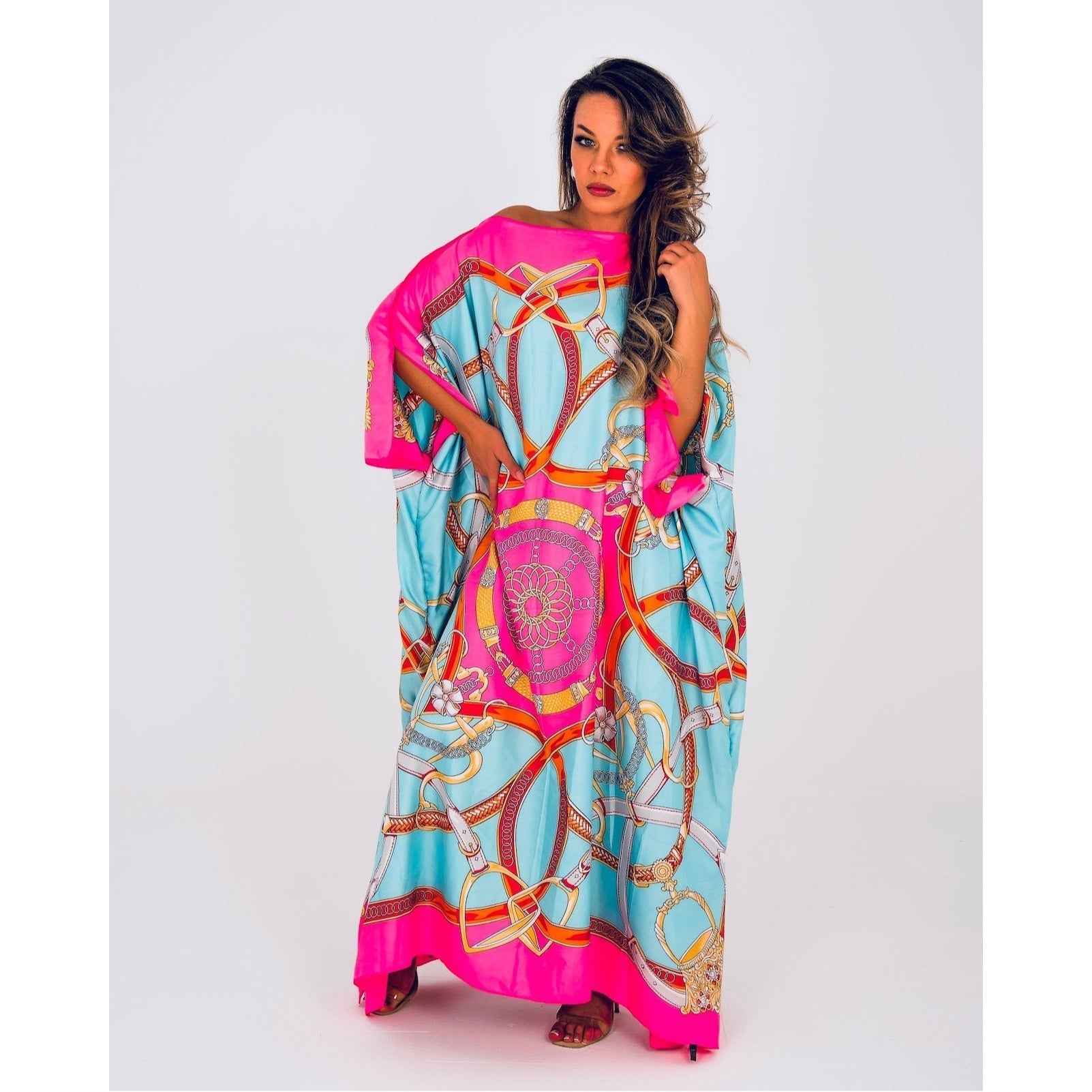 CAIRO Pink Printed Caftan Maxi Dress