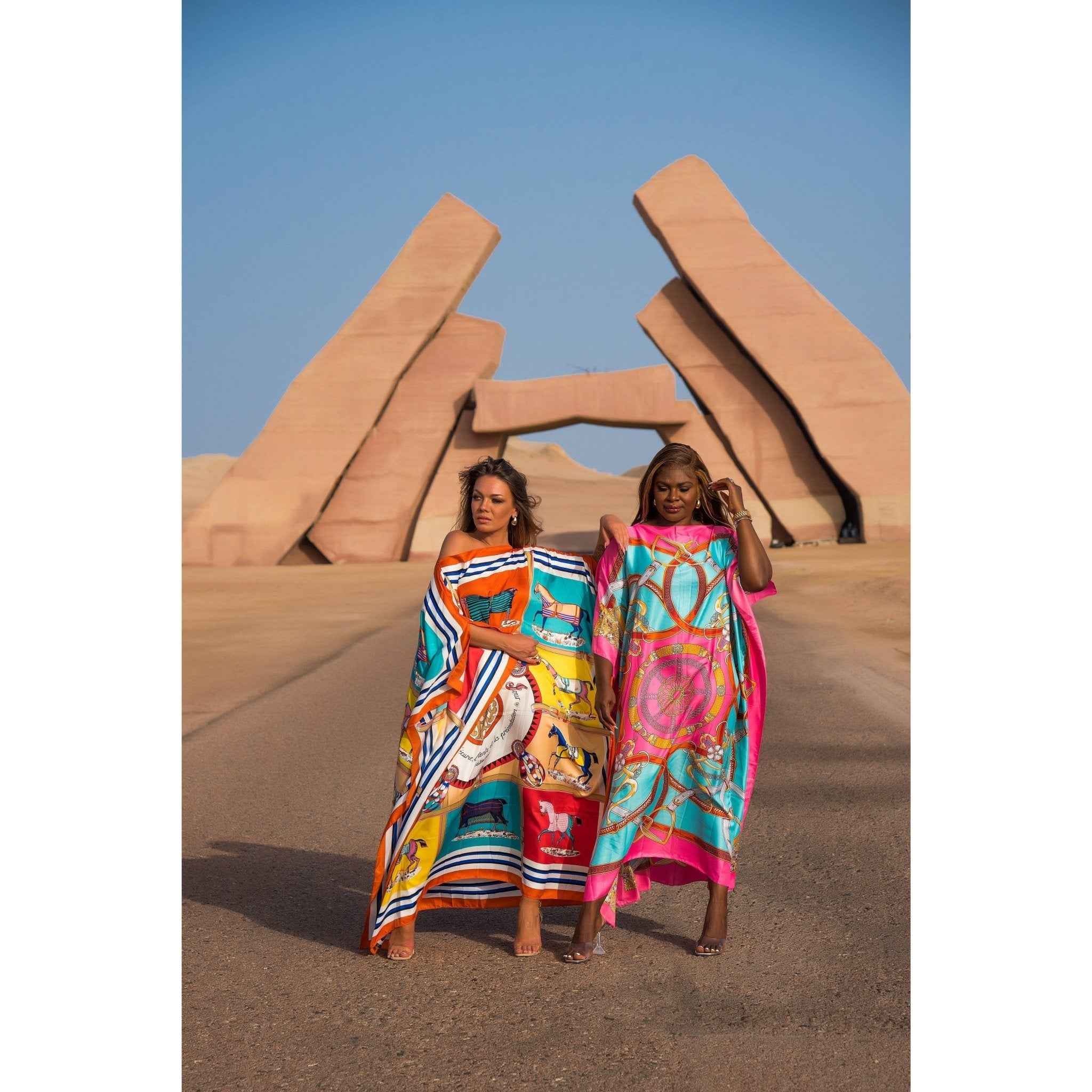 CAIRO Pink Printed Caftan Maxi Dress