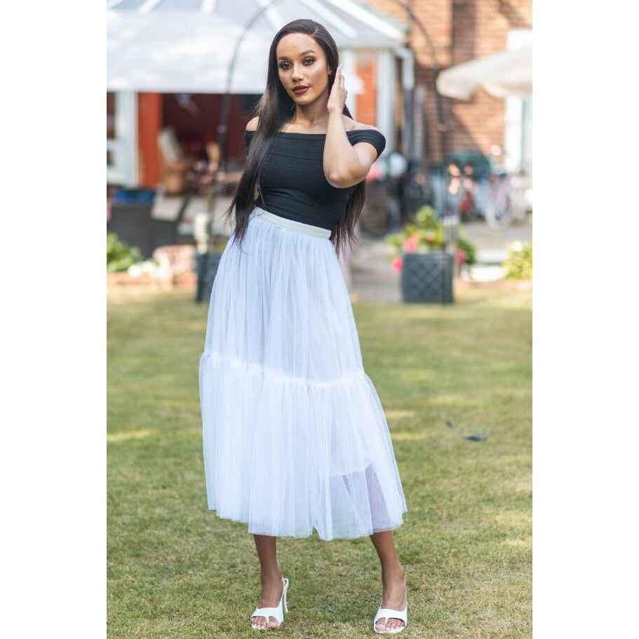 BRADSHAW White Five Layer Tulle Skirt