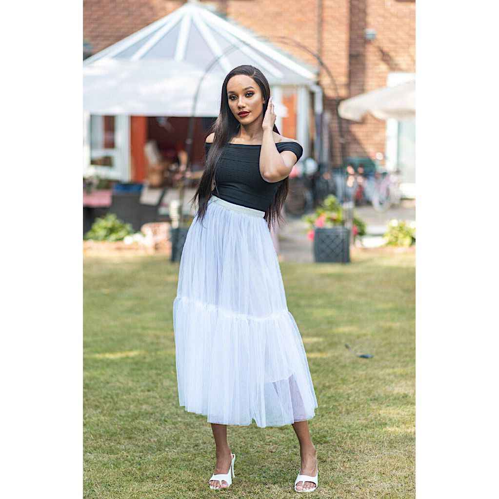 BRADSHAW White Five Layer Tulle Skirt